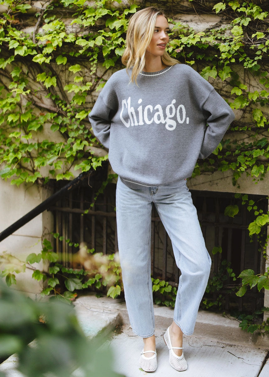 Dynamic Ventilation Panels Chilly Wardrobe Chicago Oversized Stripe Cuff Sweater - Dark Grey