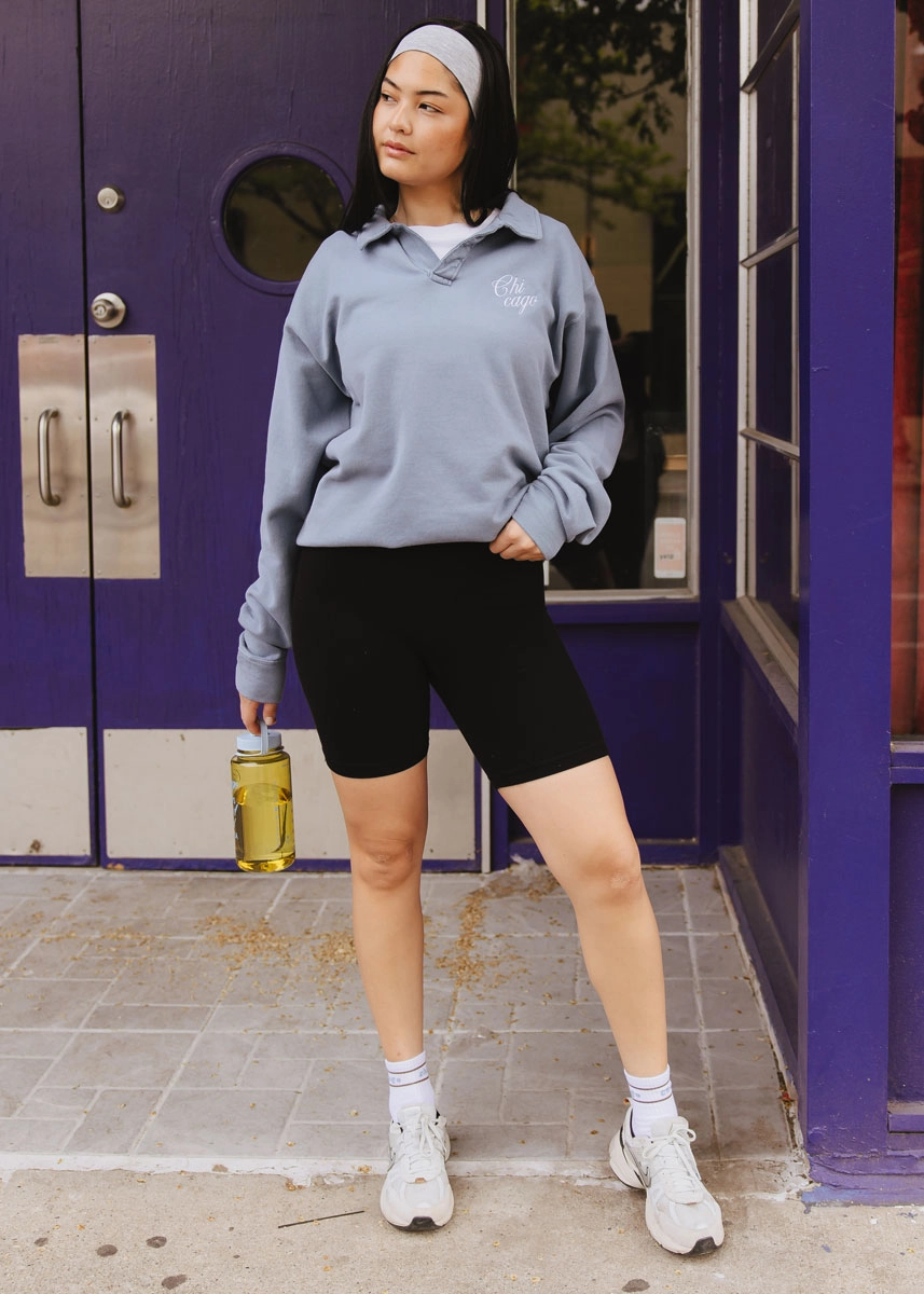 Layered Knitwear Chicago Script Polo Sweatshirt