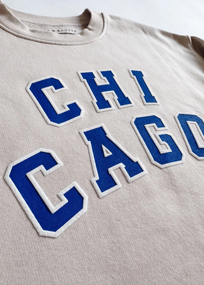 Warm Wardrobe Chicago Varsity Sweatshirt - Ivory & Blue