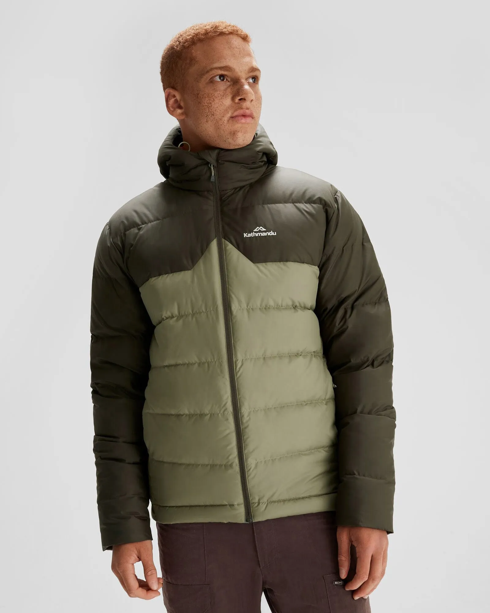 Men's Epiq Hooded Down Jacket - Beech/Dark Moss Holiday Trip Street Explorer Fit