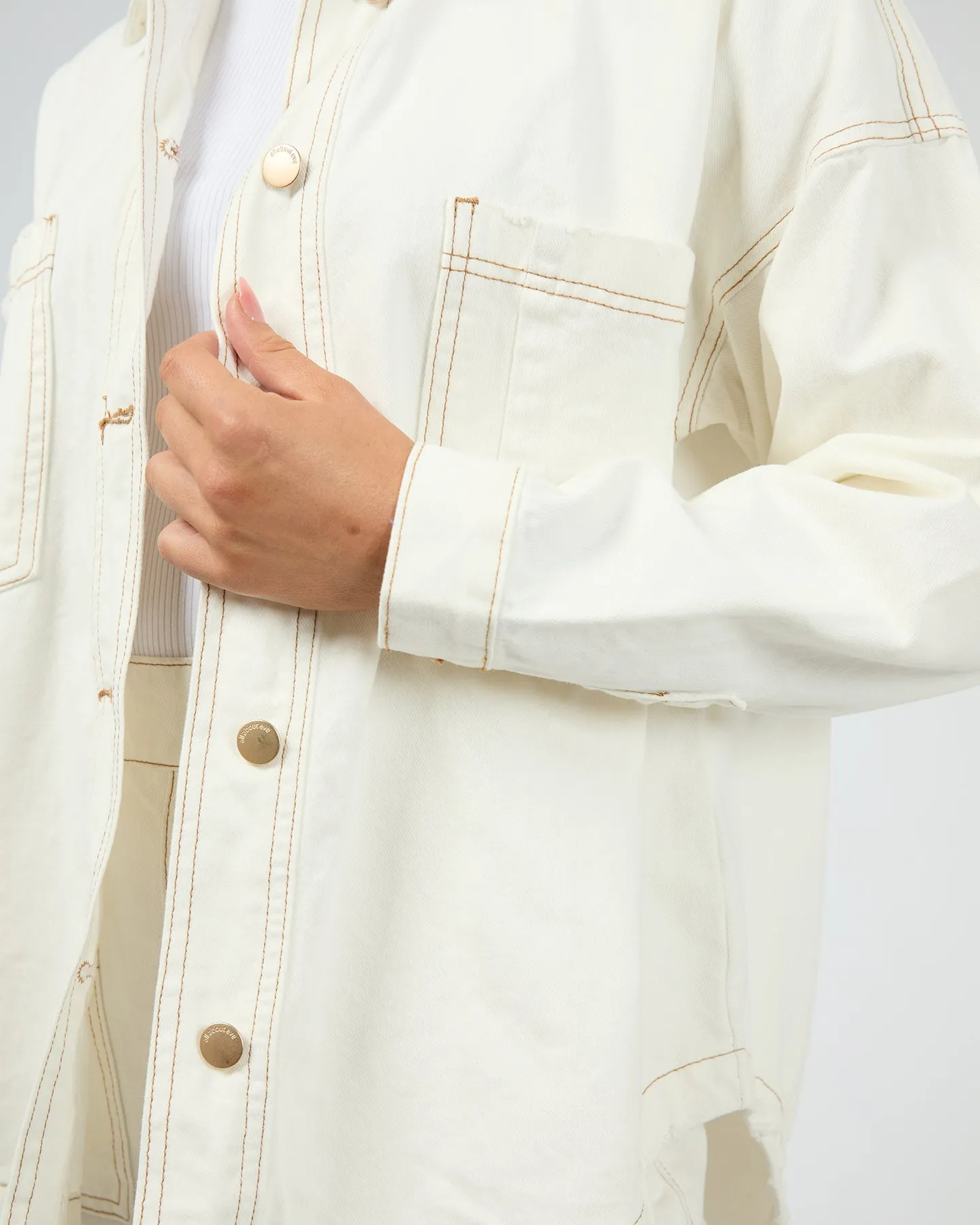 Basic Essential Layer All About Eve Coco Denim Shacket Vintage White