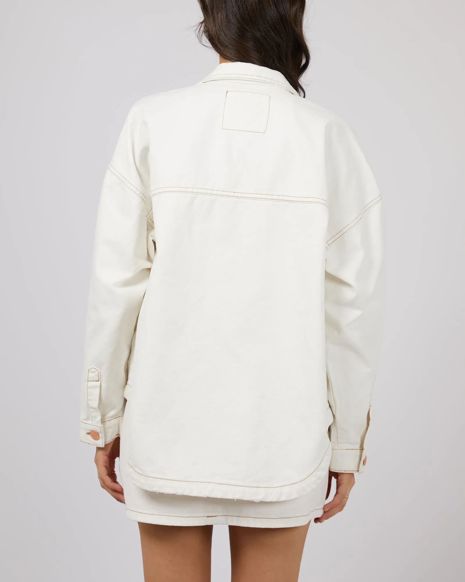 All About Eve Coco Denim Shacket Vintage White Clean Fit Versatile Fit Layer