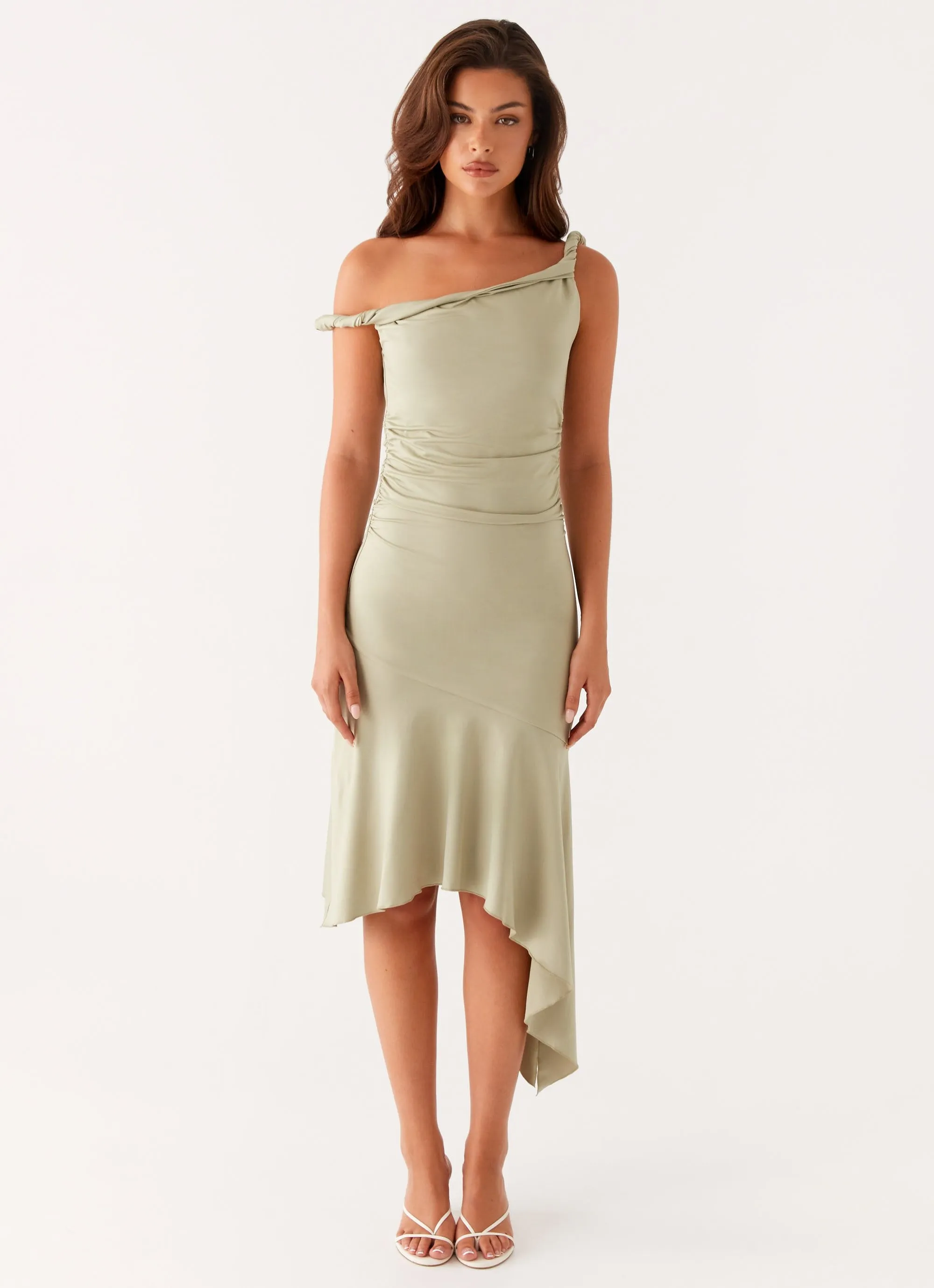 Huntah Midi Dress - Sage Seamless Finish Modern Waist
