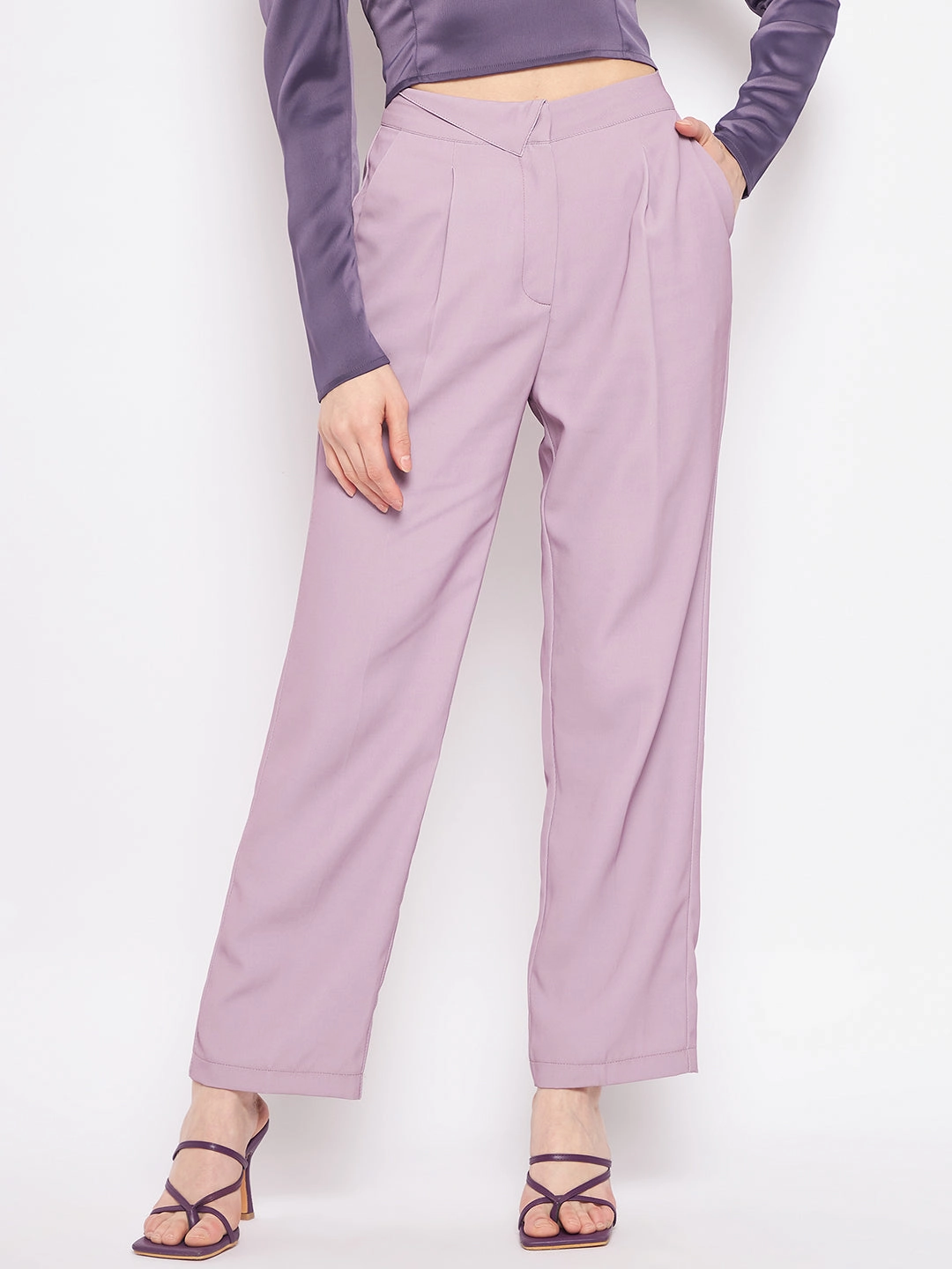 Madame Pleated Mauve Trouser Soft and Stretchy All Time Use