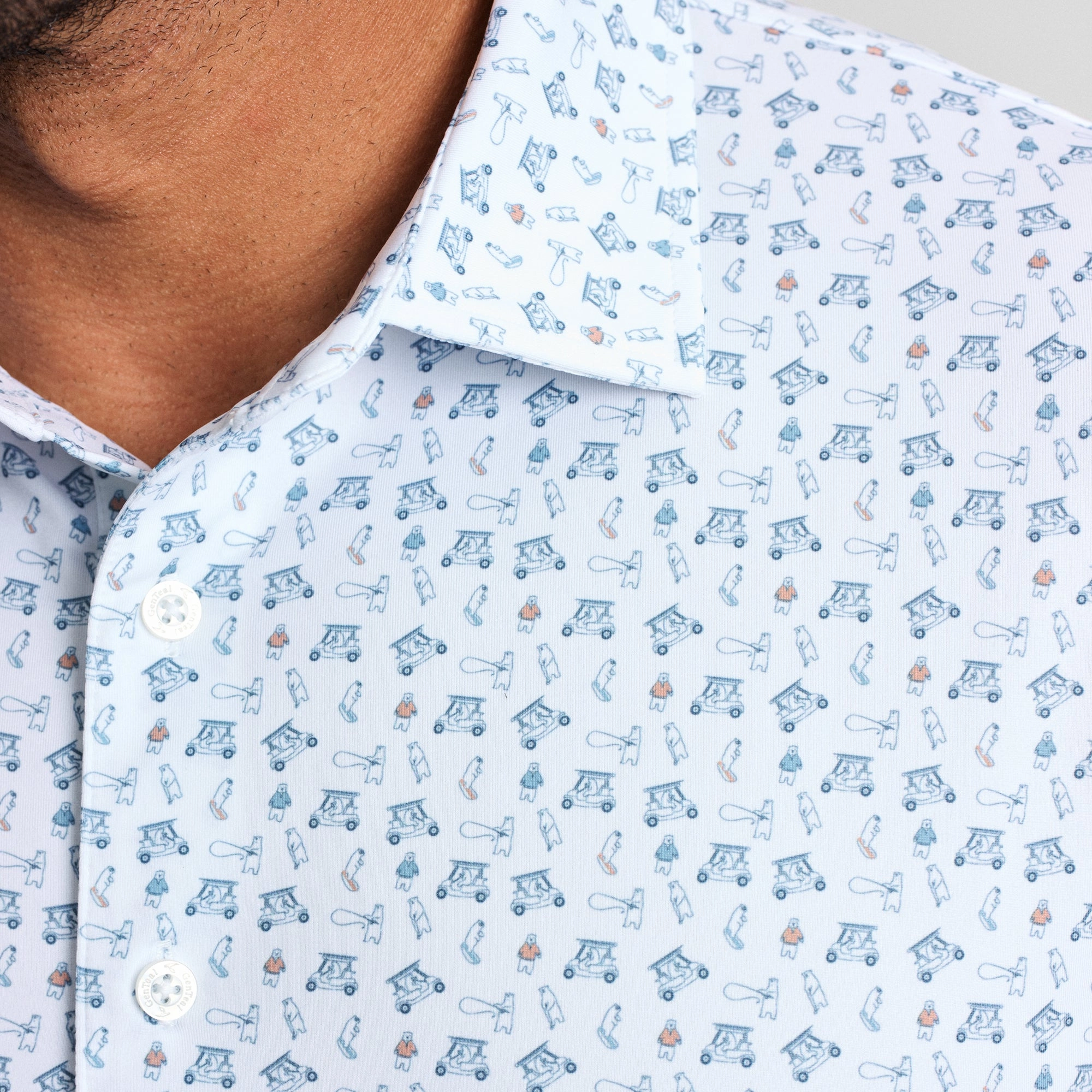 Classic Neckline Modern Look Stream to Green Printed Performance Polo