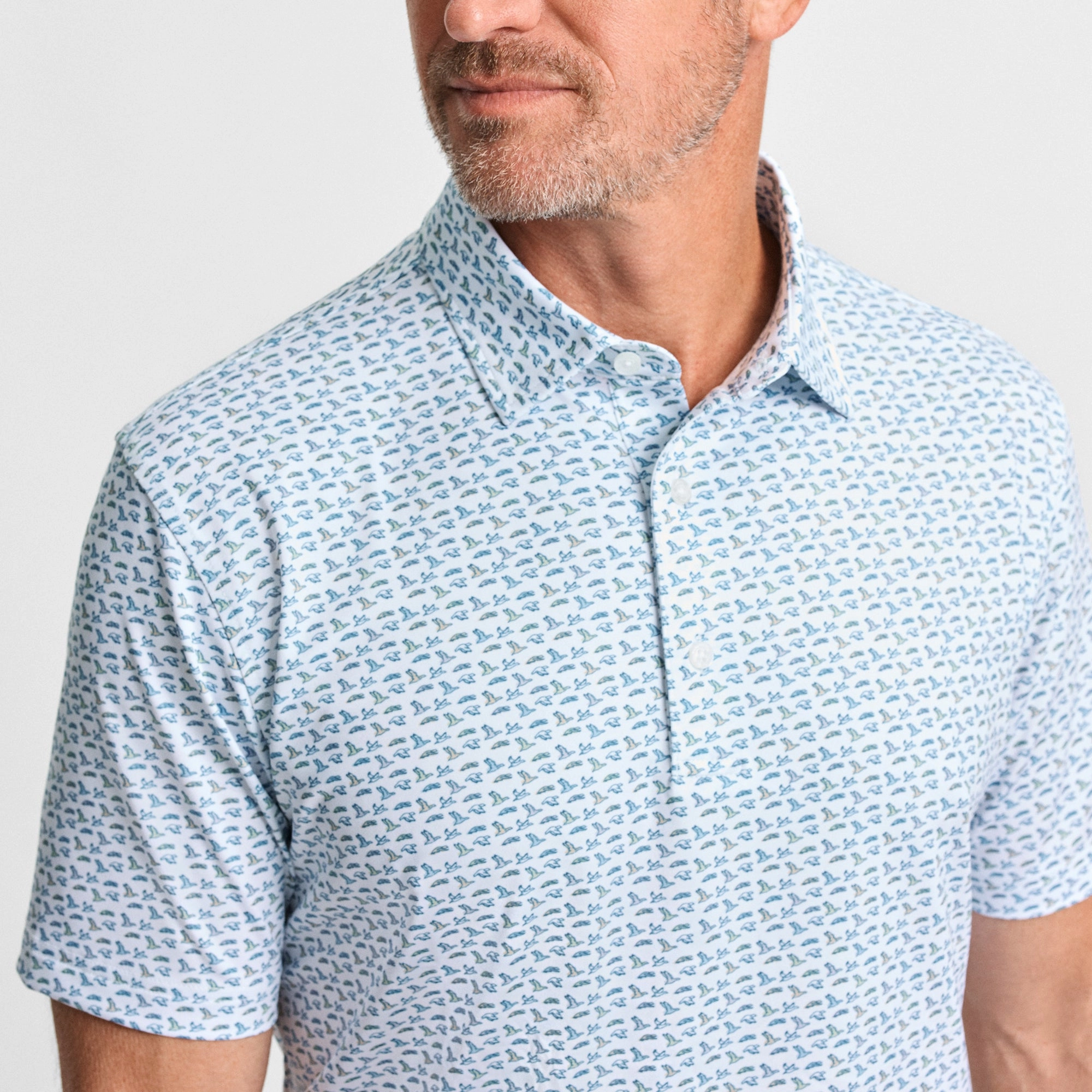 Soaring Silhouettes Printed Performance Polo Smart Casual Urban Comfort