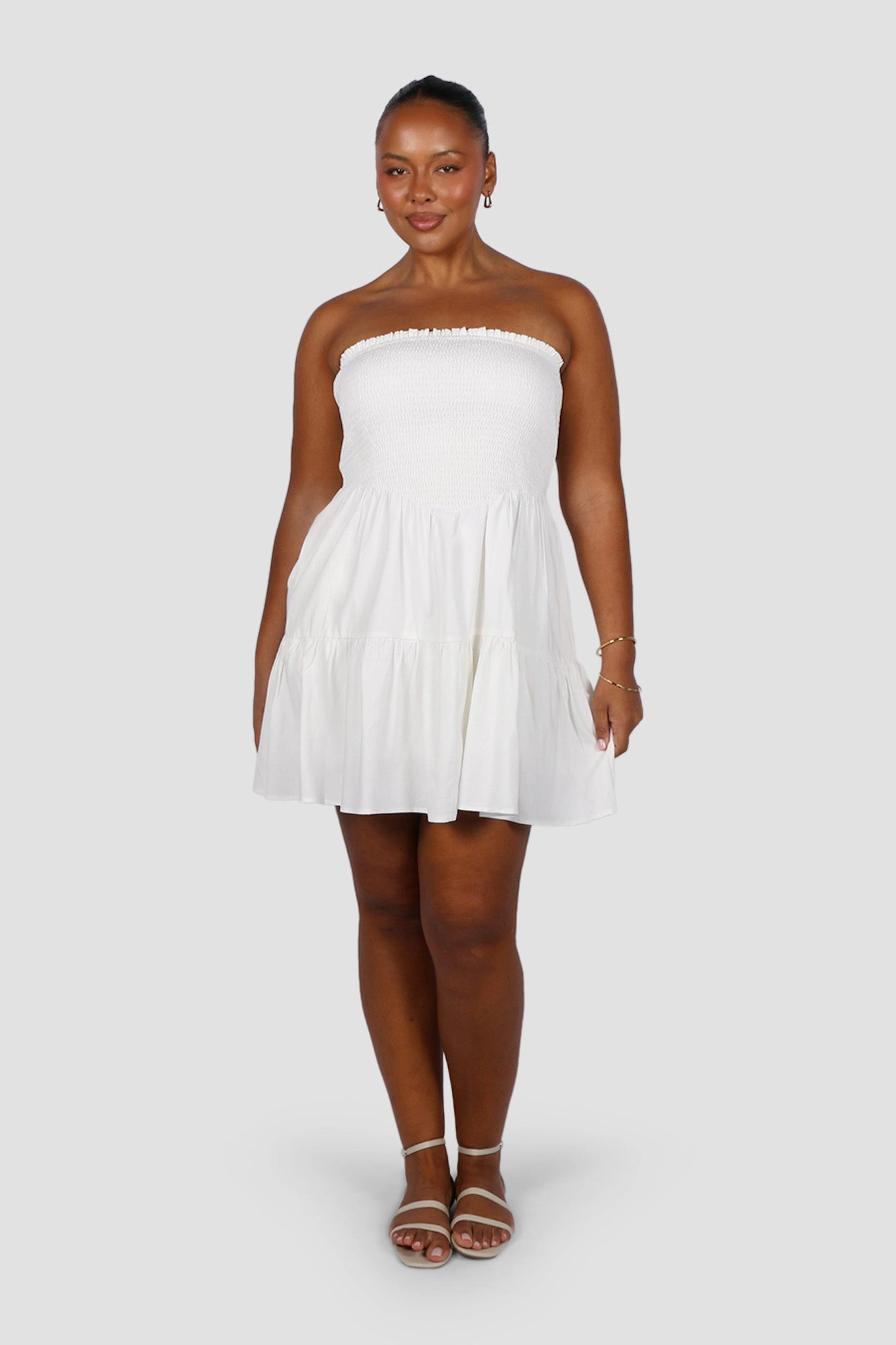 RYLIN DRESS WHITE Smart Cut Modern and Stylish