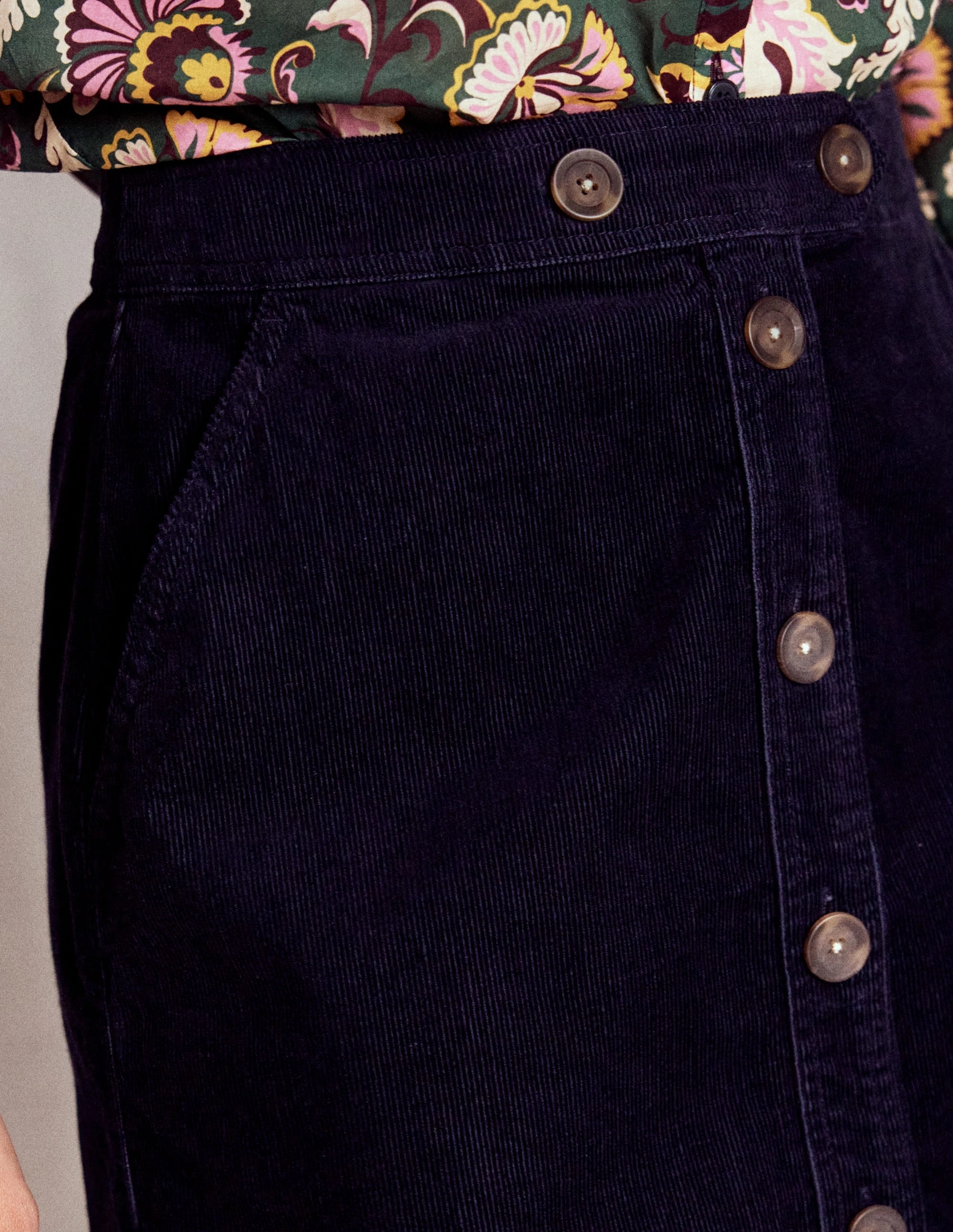 Cecelia Cord Skirt-Navy Reimagined Classic