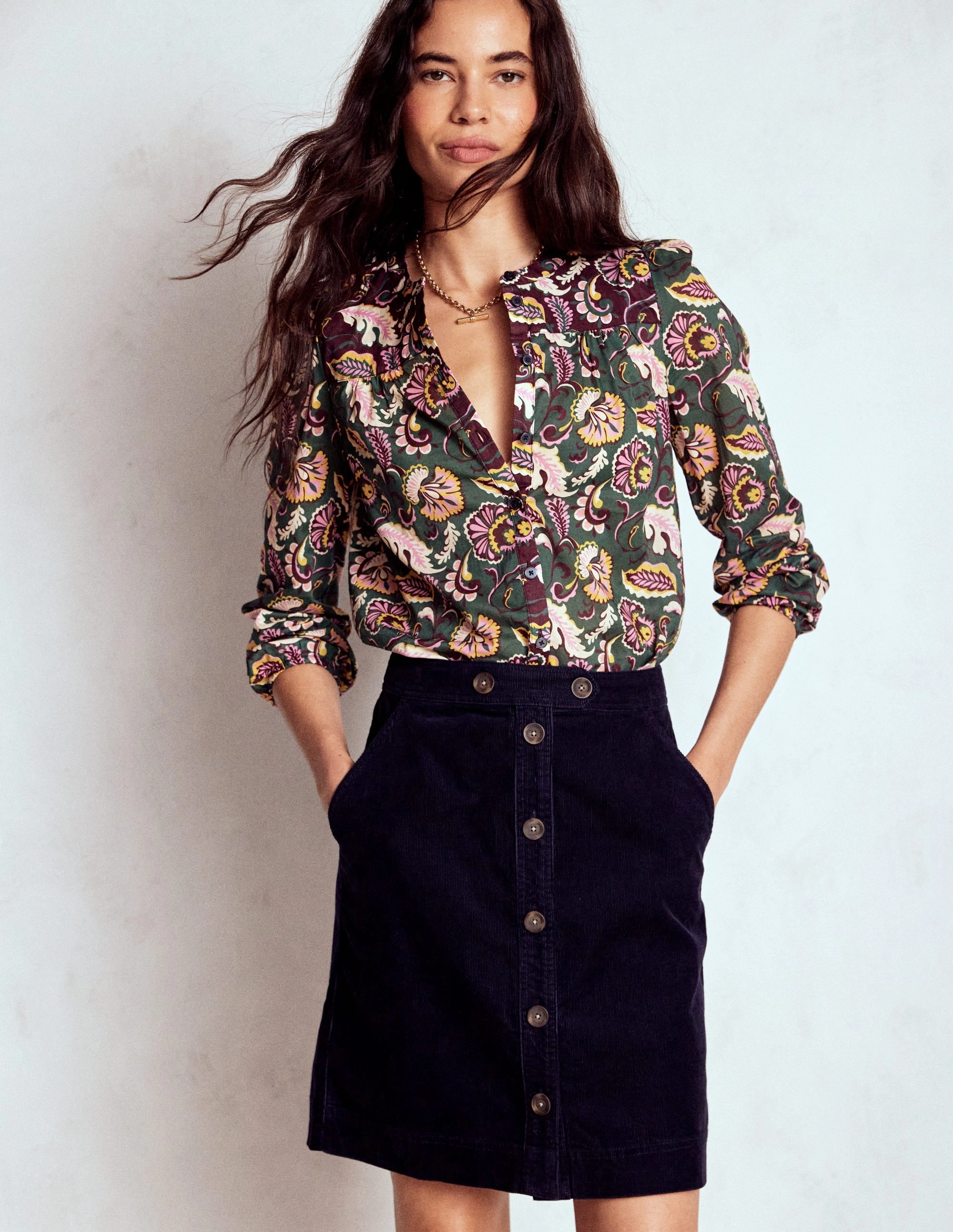 Cecelia Cord Skirt-Navy Outdoor Gathering