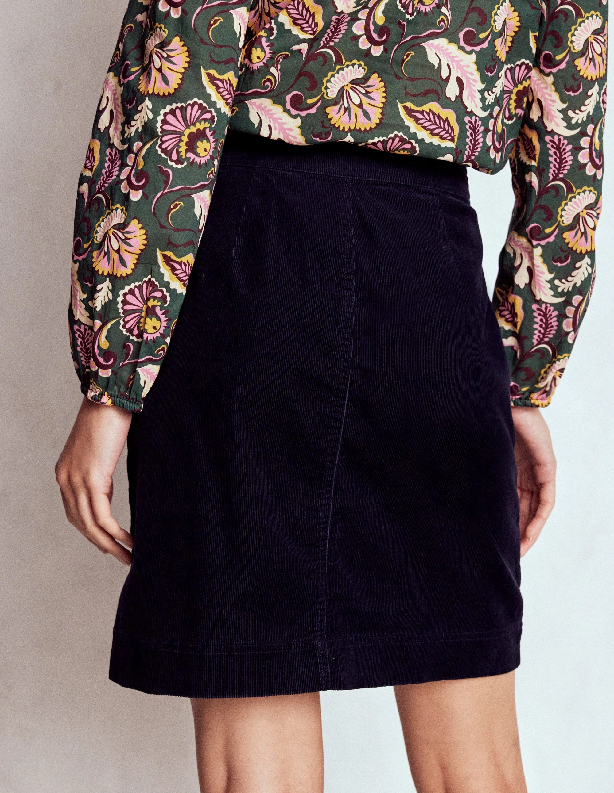Cecelia Cord Skirt-Navy Full Circle Relaxed Vibe