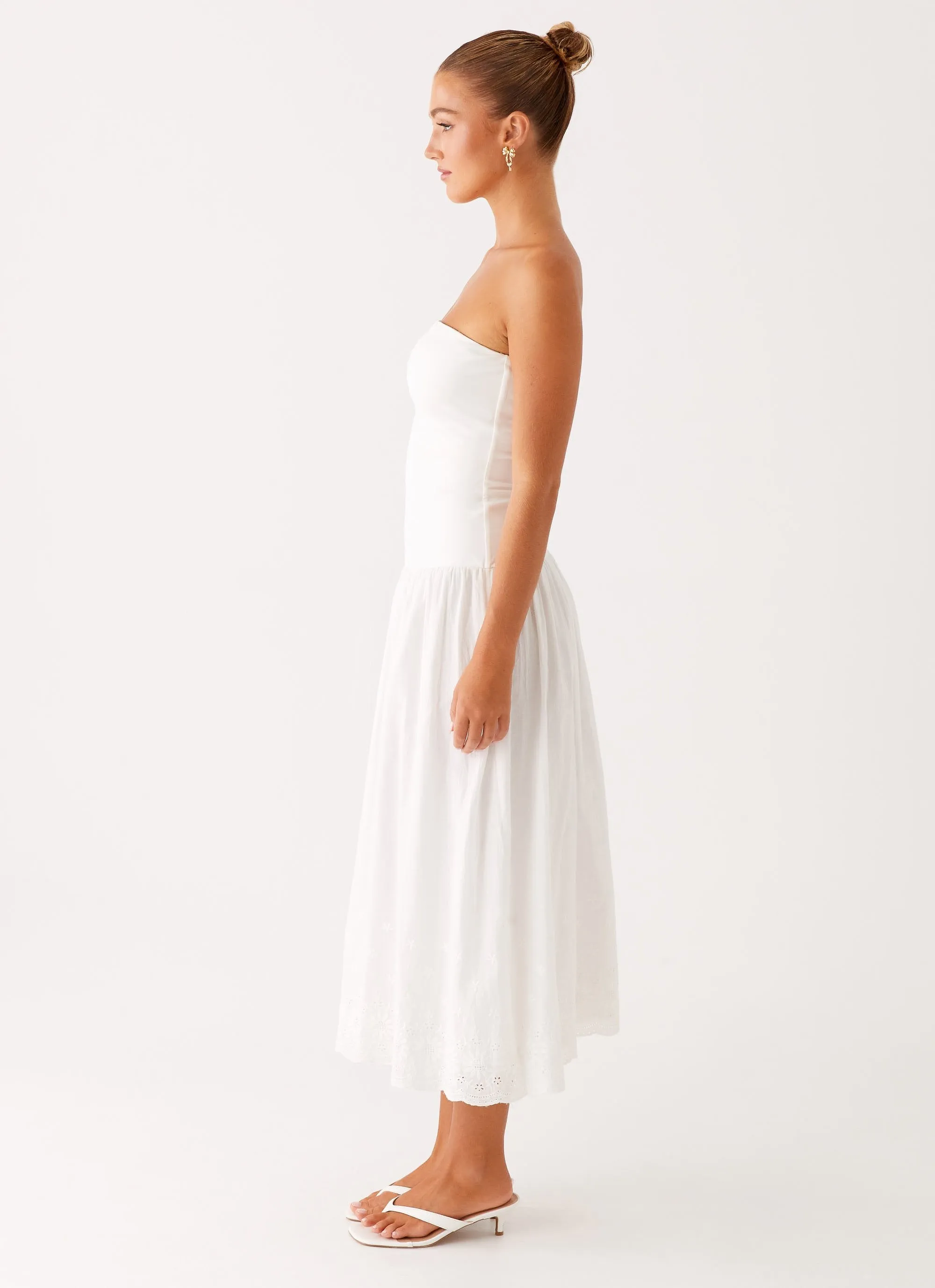 Fresh Combo Cherry Skies Midi Dress - White