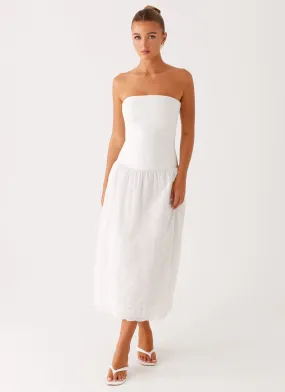 Cherry Skies Midi Dress - White Simple yet sophisticated gown