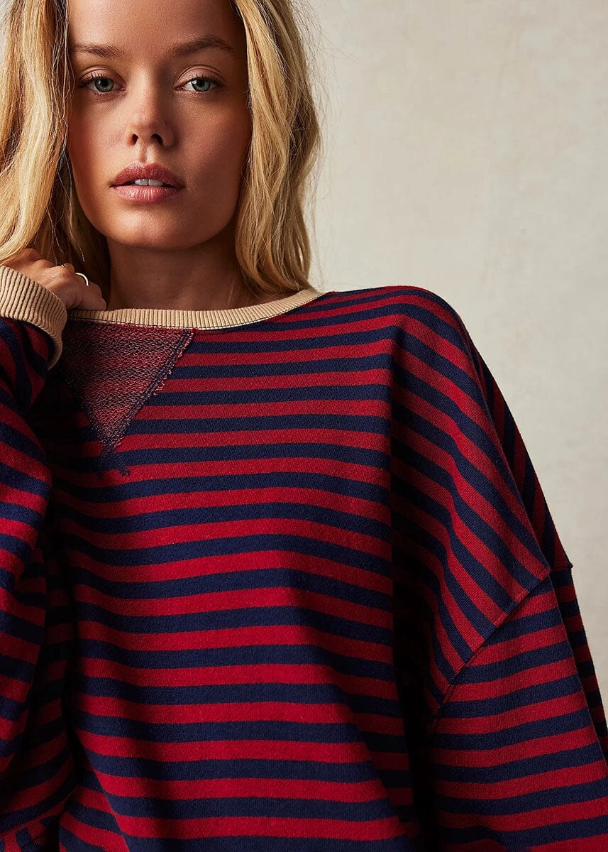 Comfortable Wear Fashion Statement Classic Striped Crew - Nautical Combo