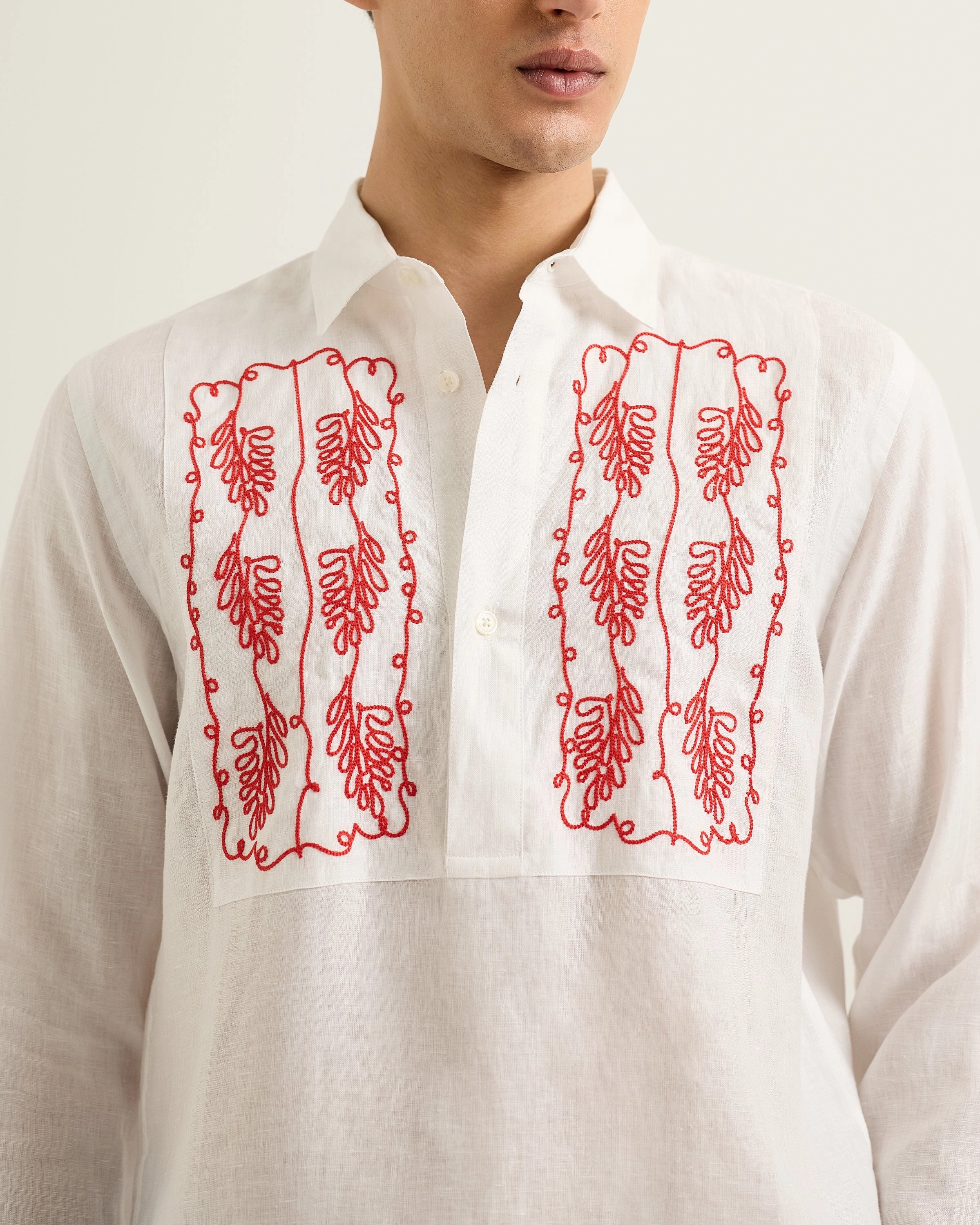 Ridley Linen Embroidery Minimalist Fit