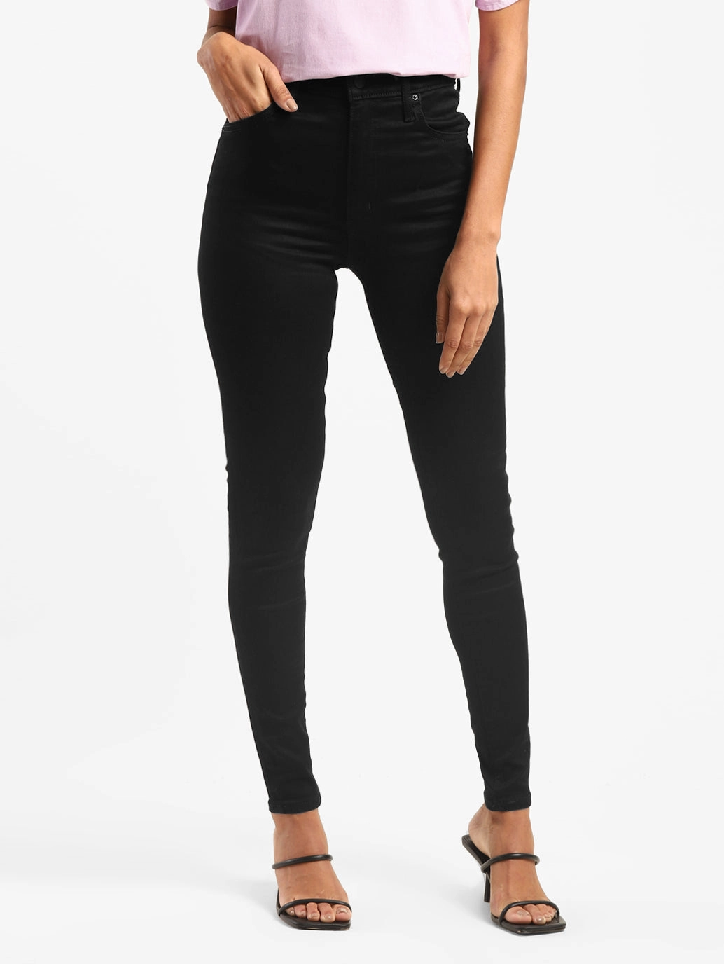 Common Wear Women's Black Mile High Wide Leg Fit High Rise Jeans