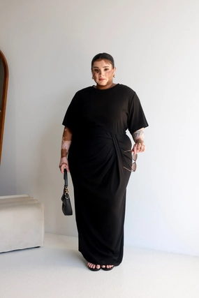 Breezy Fit Lace Fine MARNIE RIB DRESS BLACK