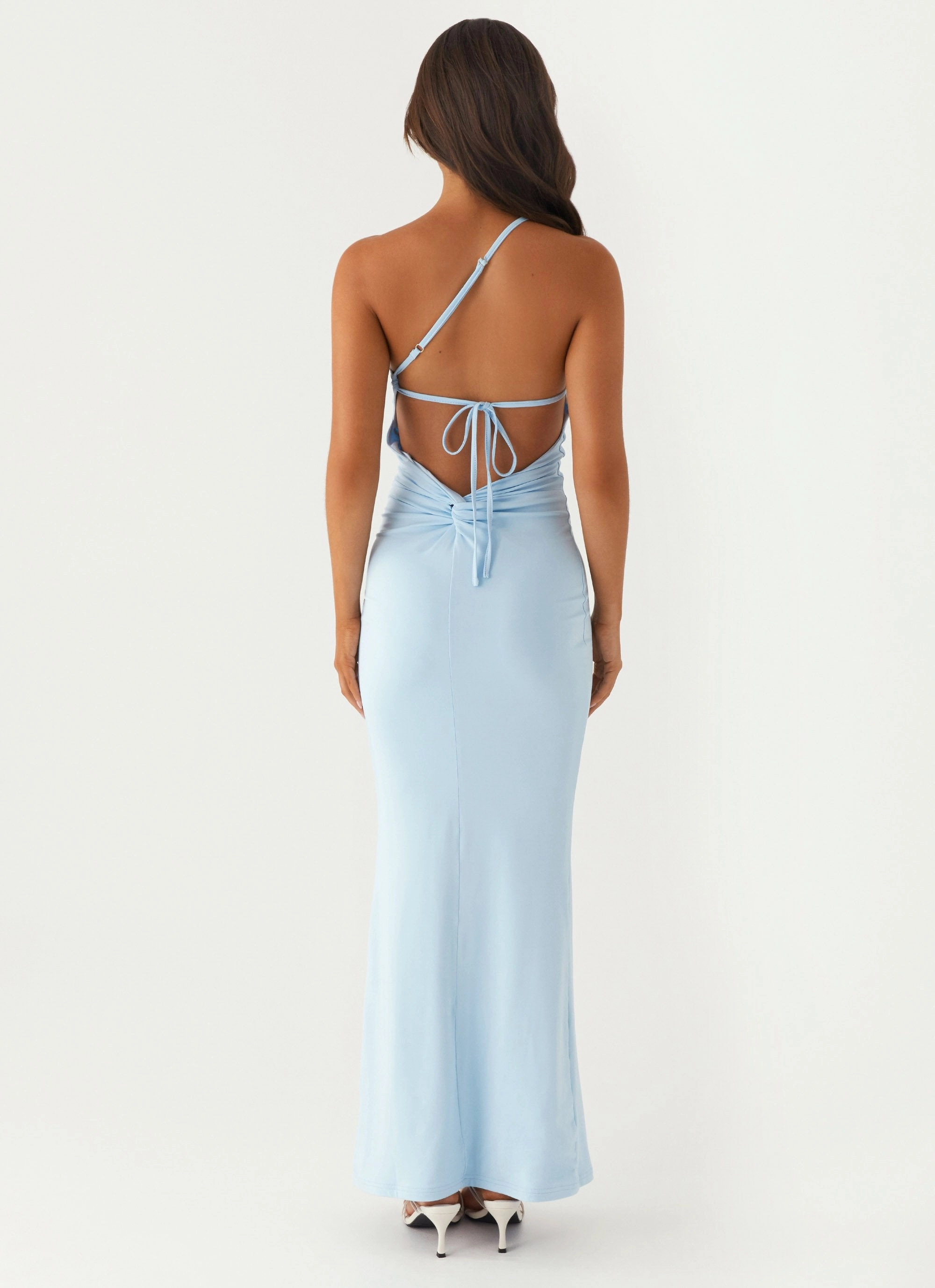Smart touch Clasp-Closure Claudia One Shoulder Maxi Dress - Blue