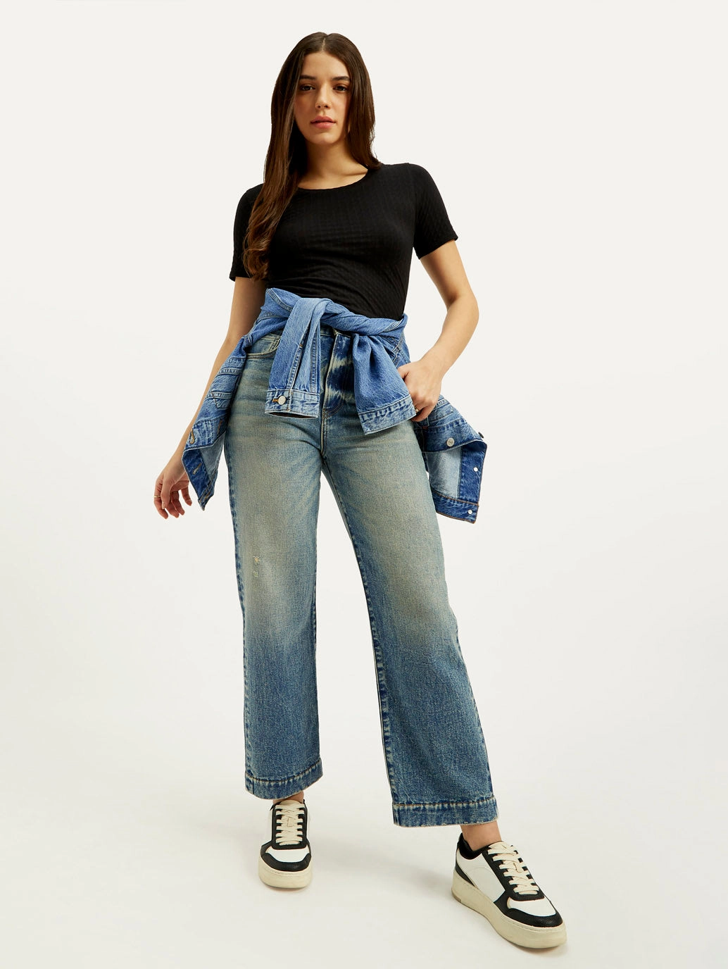 Non Toxic Textile Certified Women's Blue Ribcage Straight Fit High Rise Jeans