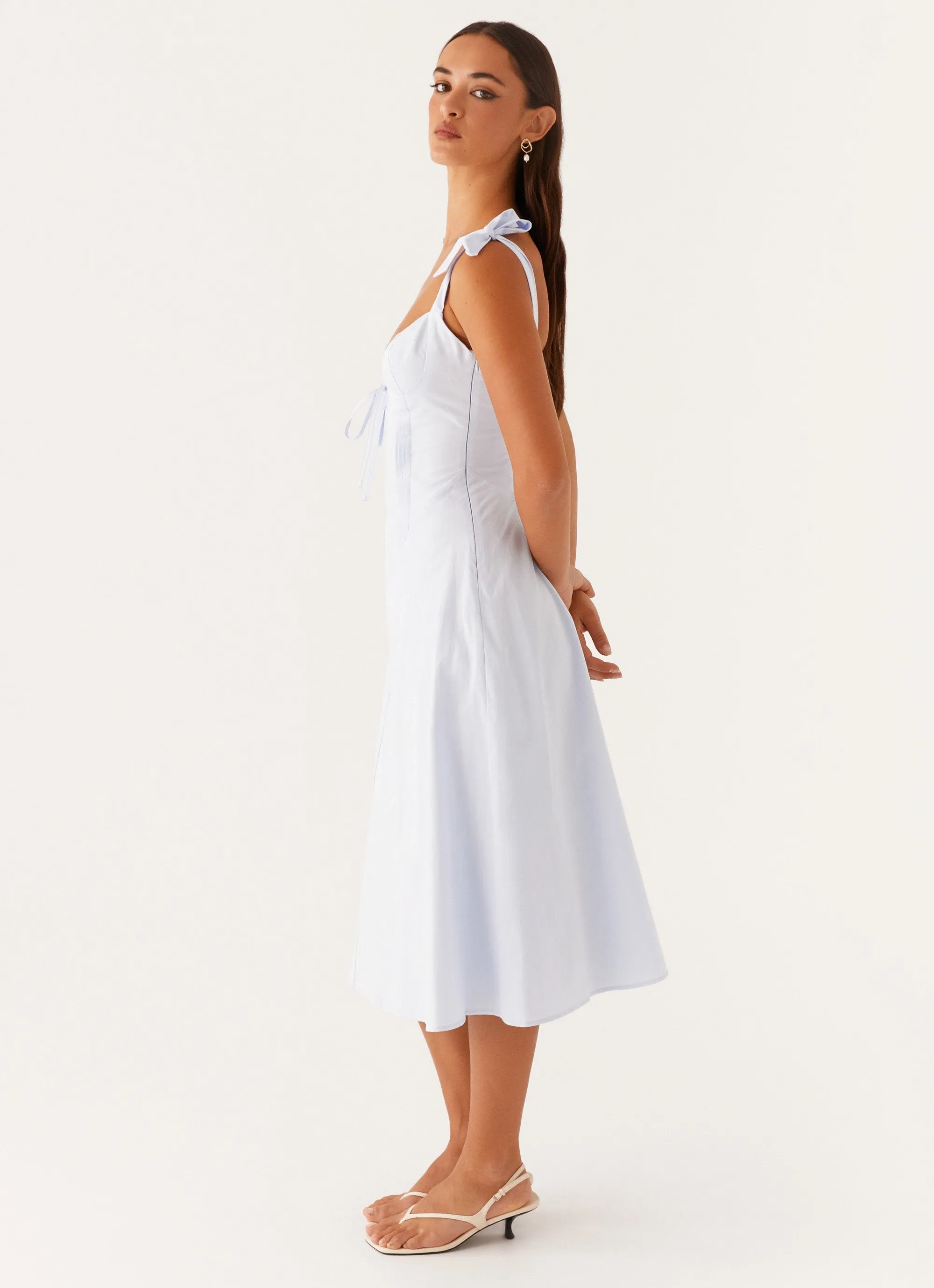 Adela Midi Dress - Blue Warm-Layer Soft Design