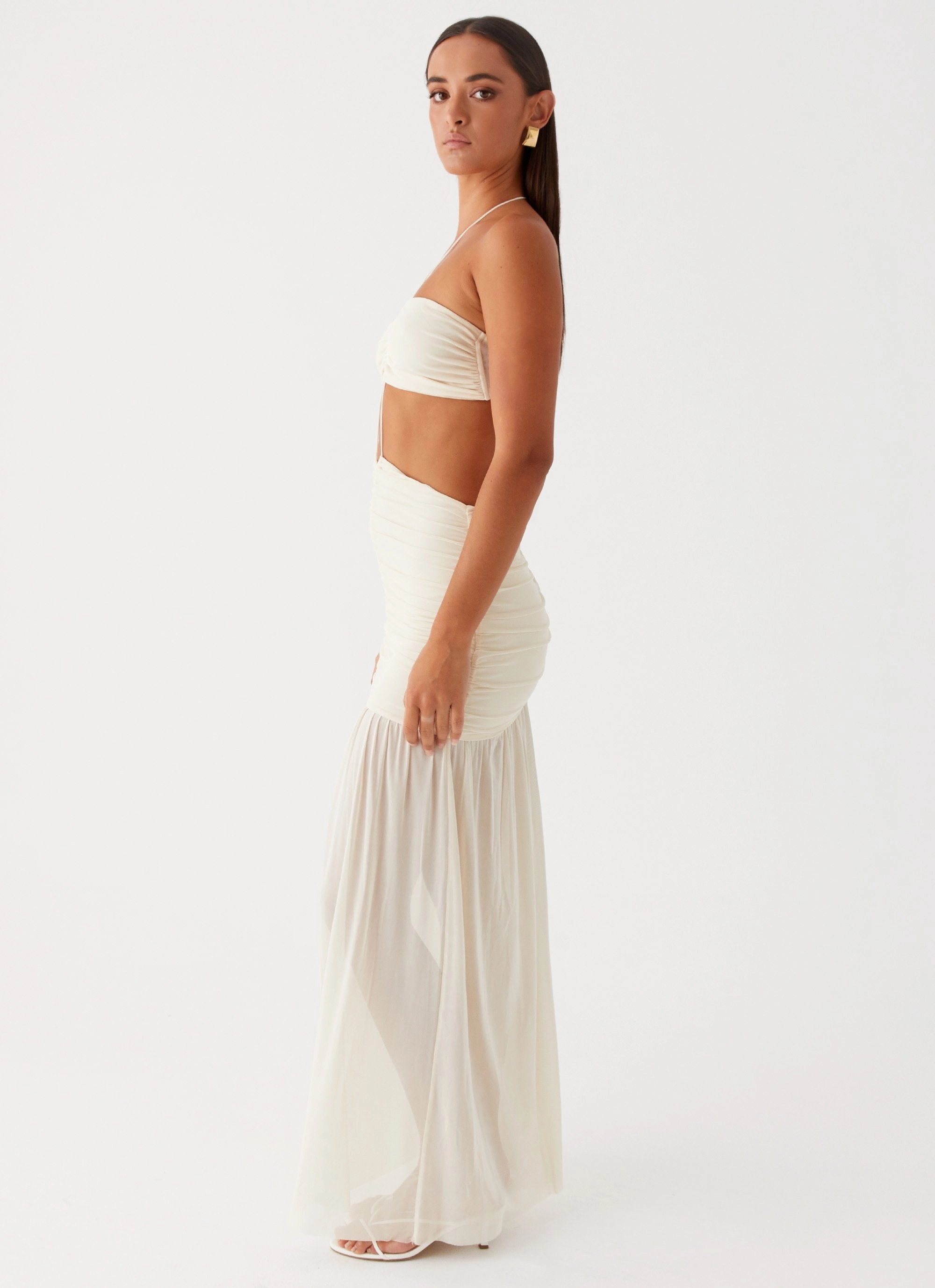 Cool Tone Clover Cut Out Maxi Dress - Lemon