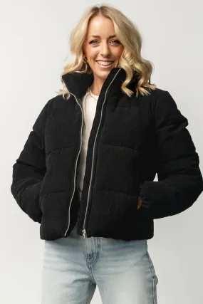 SlipResistantFastenings Holden Corduroy Puffer Jacket | Black