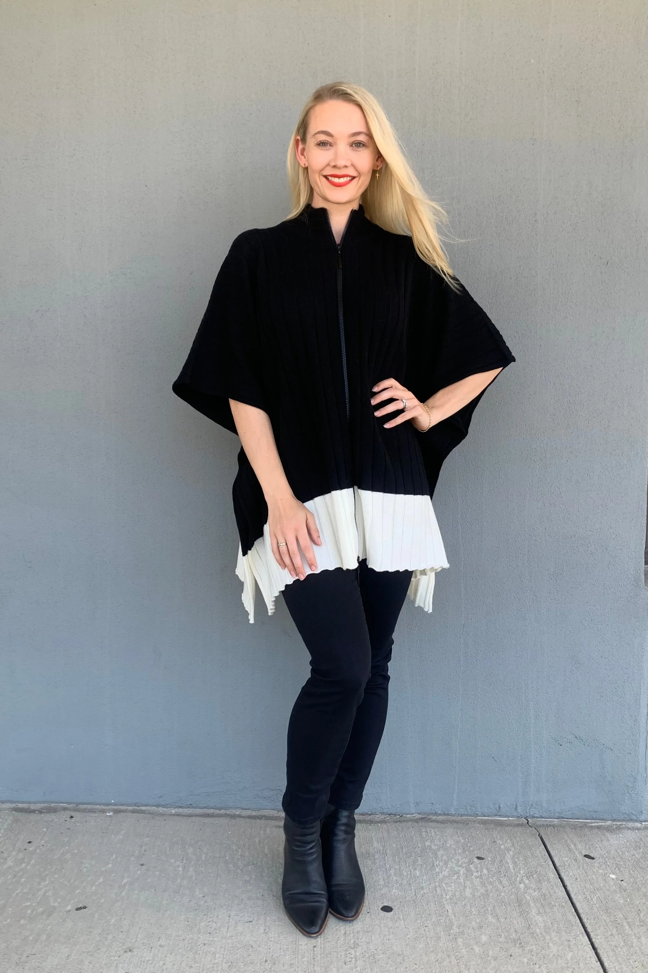 Stretchable Fabric UV protection layer Royal Merino - RM3004 Two Tone Rib Poncho