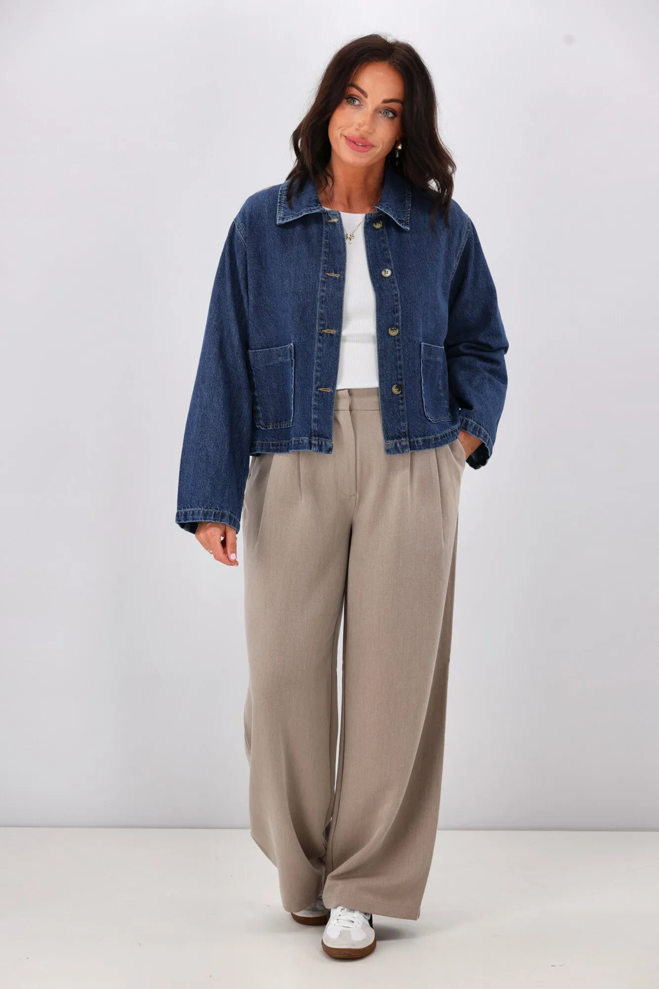 ONLY Lerin Pocket Denim Jacket Dark Blue Chill Commute Fit