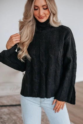 Colette Cable Knit Sweater Flexible Fabric