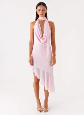 Fitted Look Layna Scarf Midi Dress - Pink