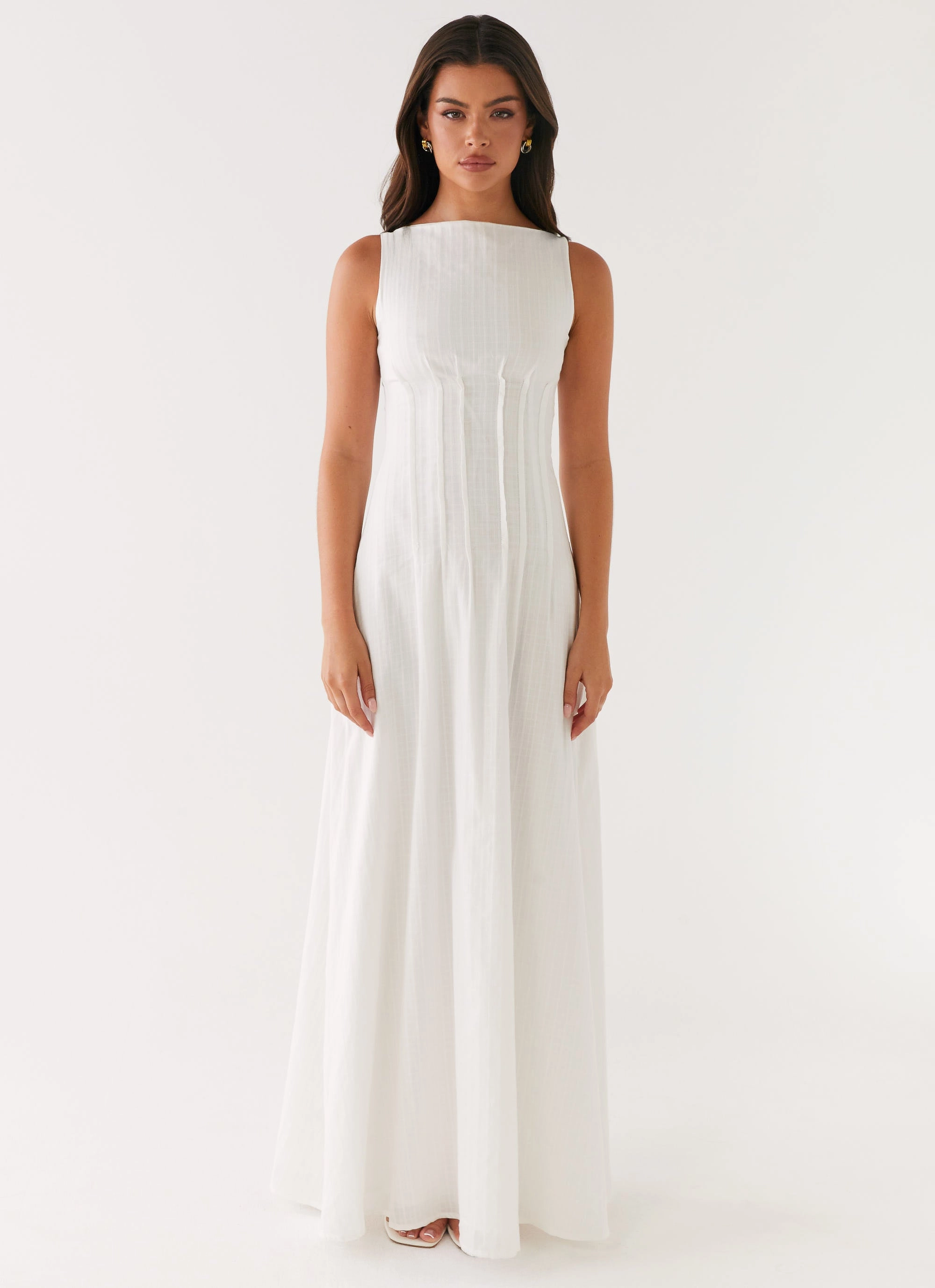 Maloney Maxi Dress - White CrinkleResistantWeave