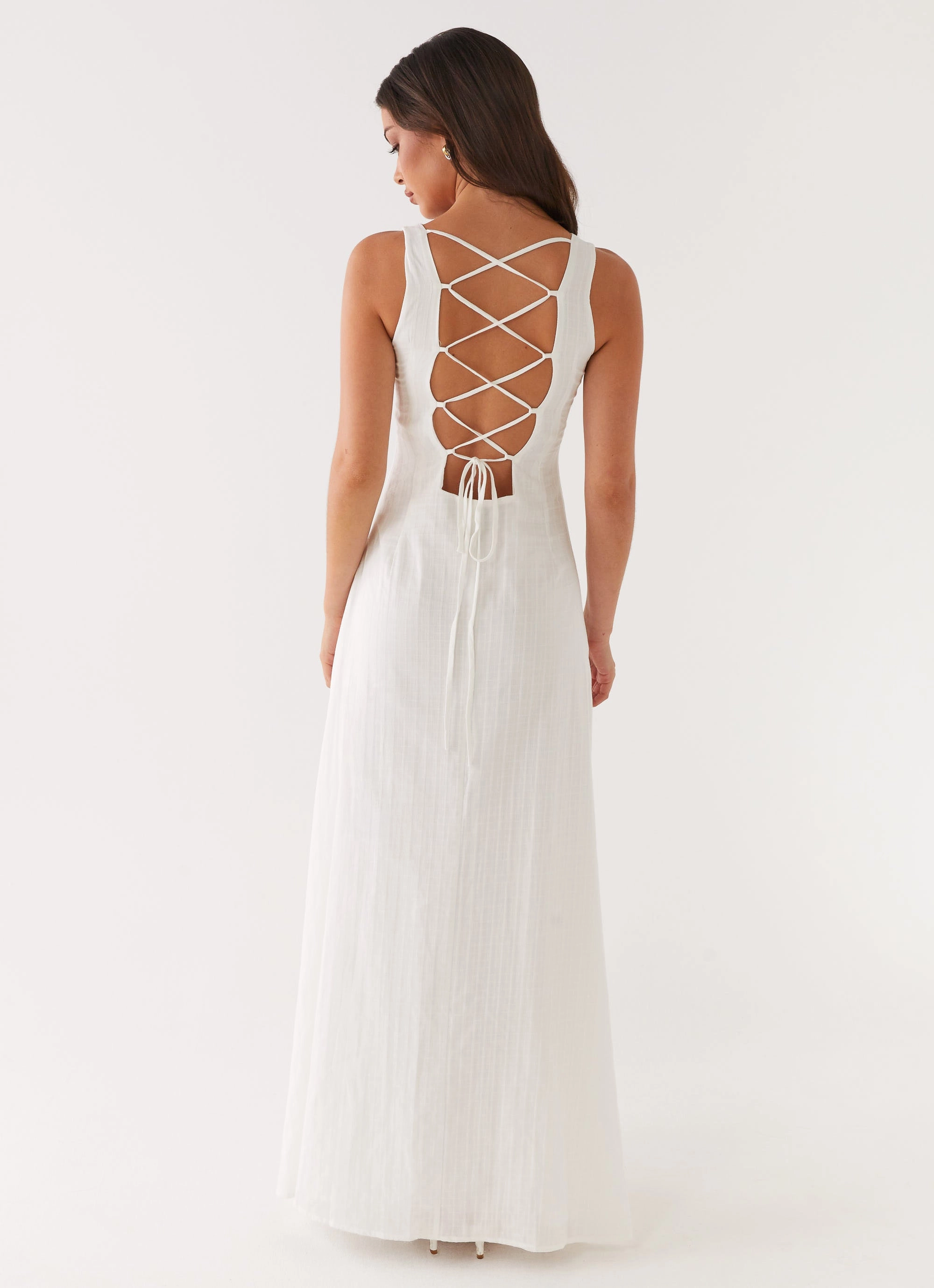 Perfect Length Flutter-Sleeve Maloney Maxi Dress - White
