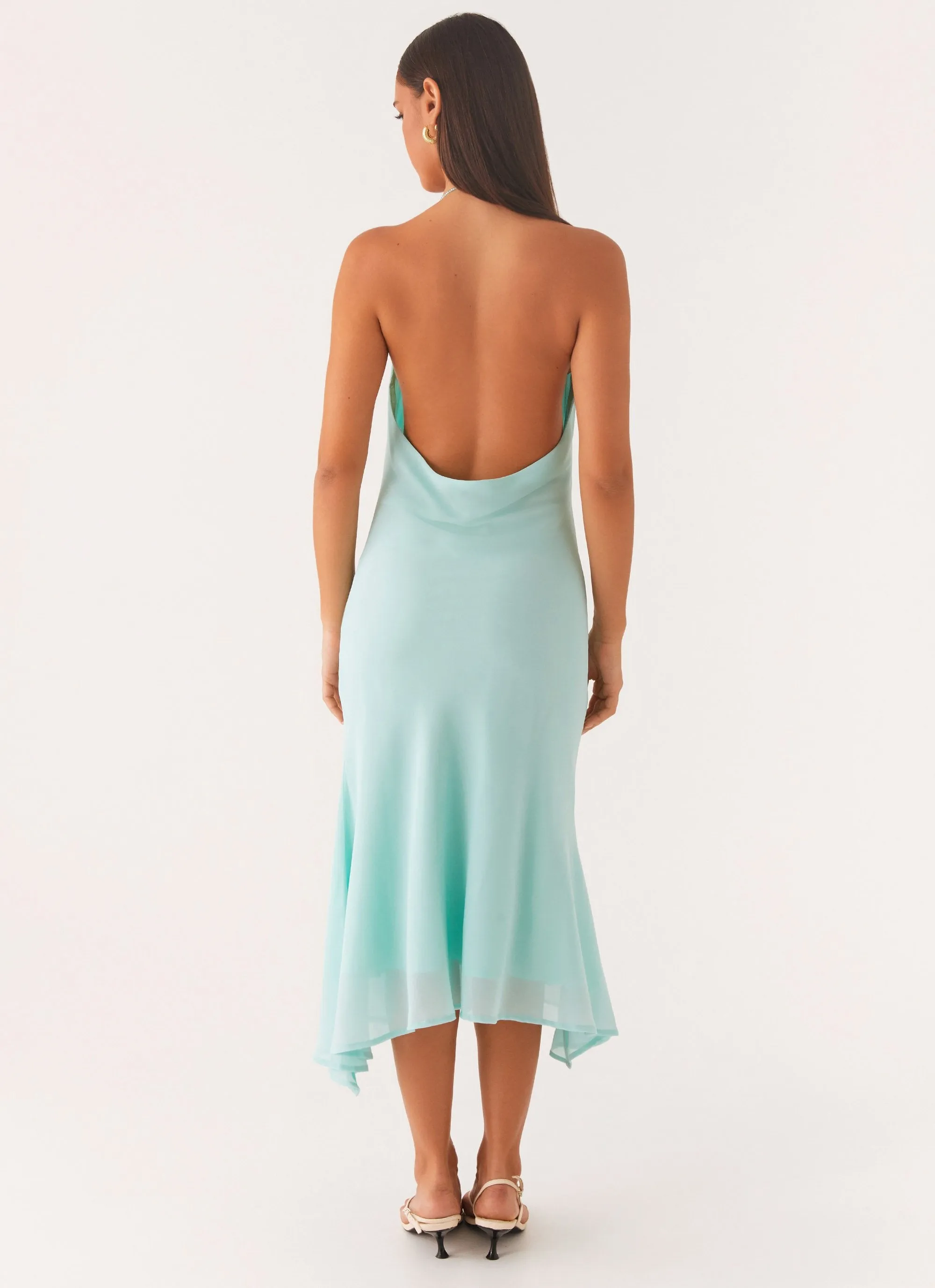 Deep Dive Midi Dress - Pale Blue Summer Outfit breathable-mesh