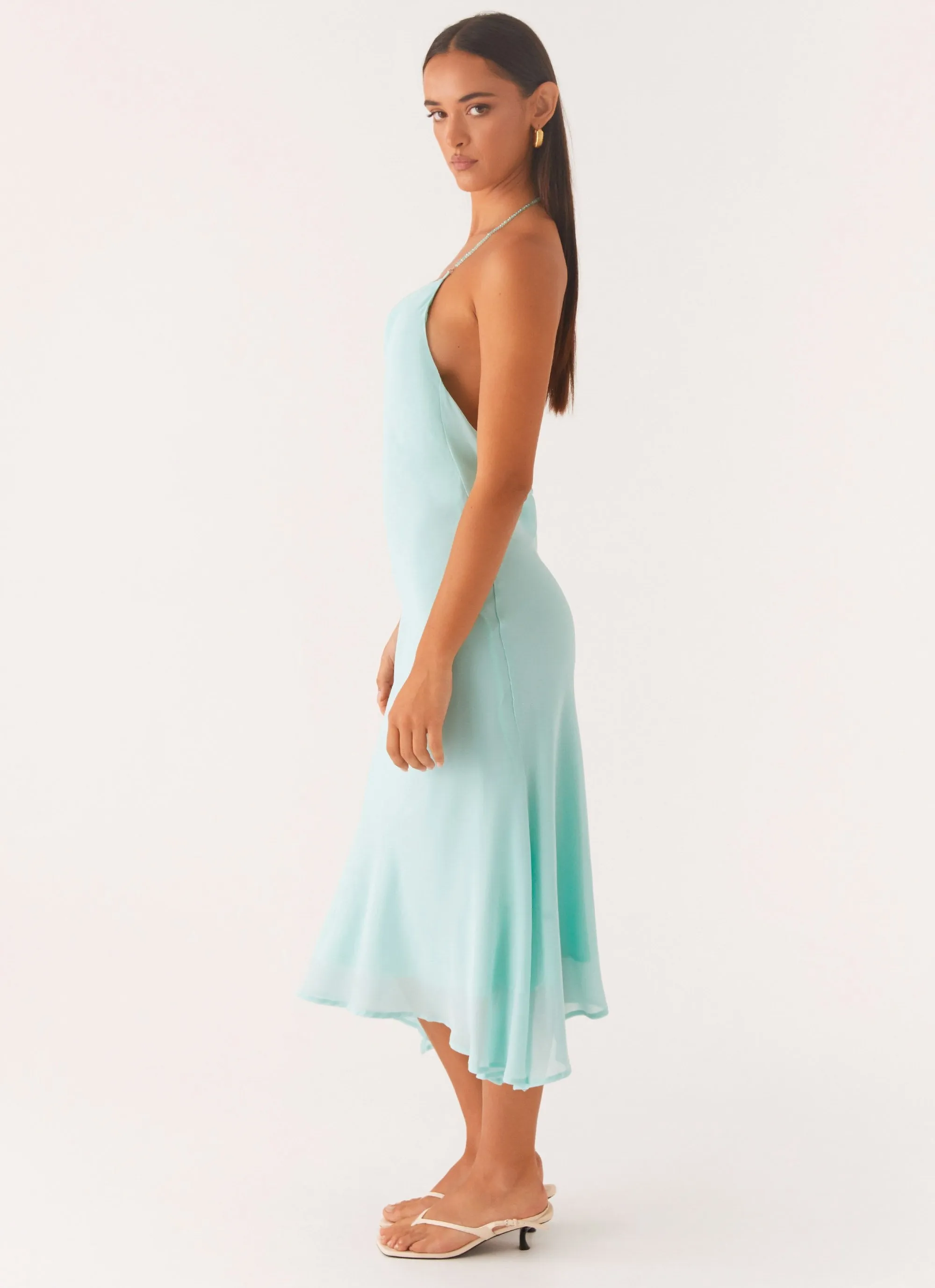 Smart Cut Wool-Blend Deep Dive Midi Dress - Pale Blue