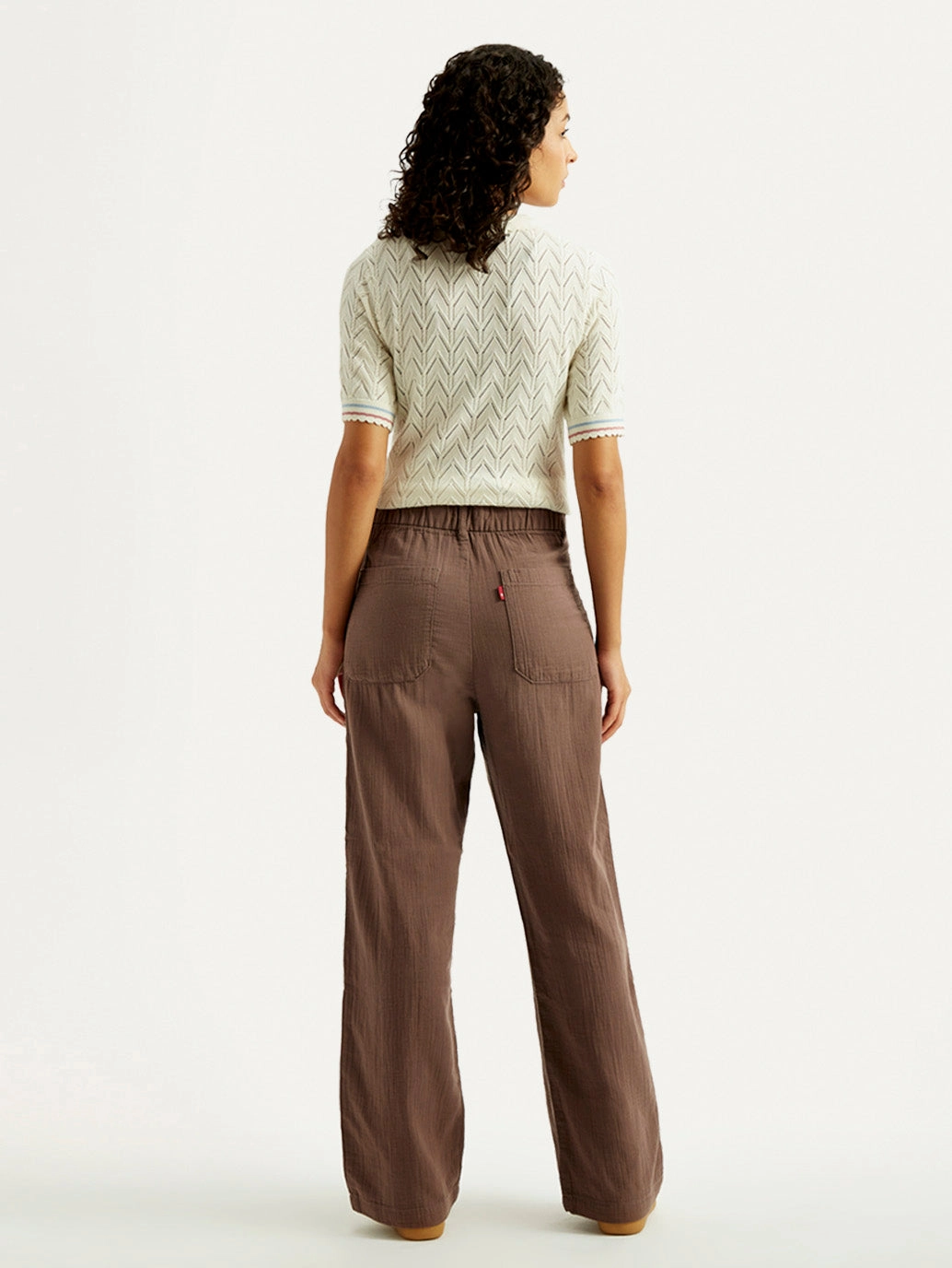 Women's Brown Loose Fit Mid Rise Trousers Comfy Design