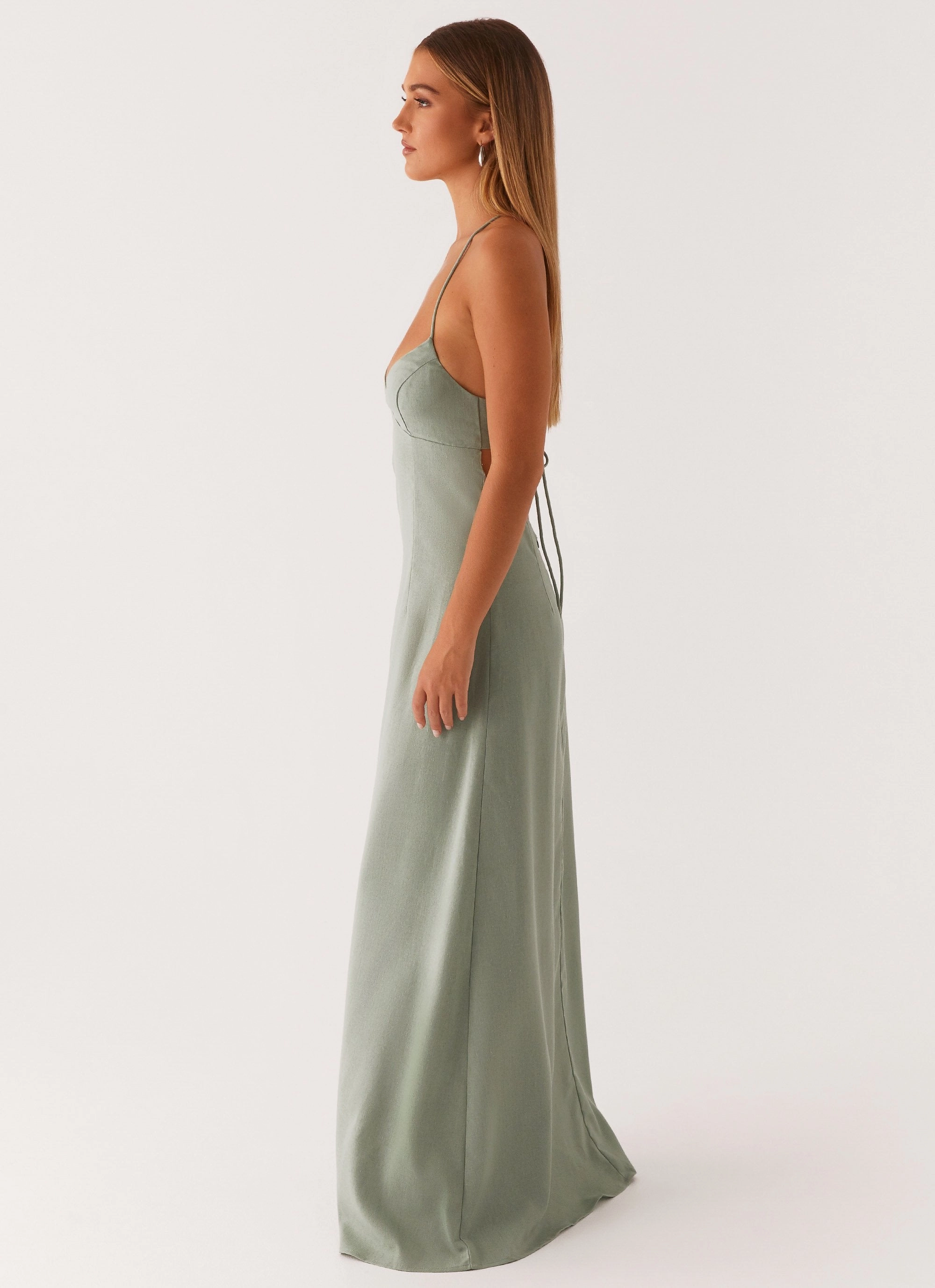 Middle Ground Linen Maxi Dress - Sage Chic boho dress