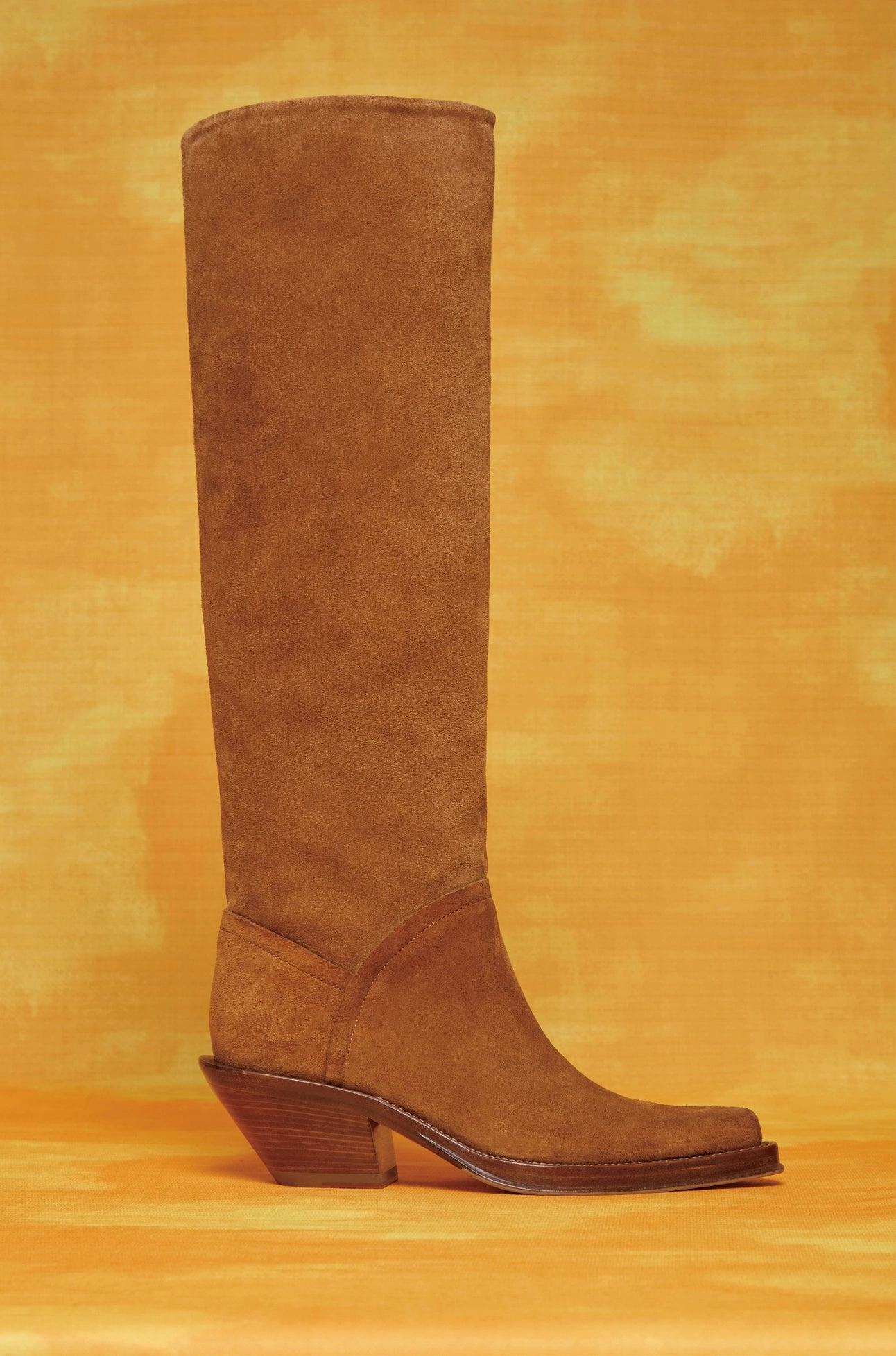 Camero Knee-High Cowboy Boot in Cognac Suede Urban Ready