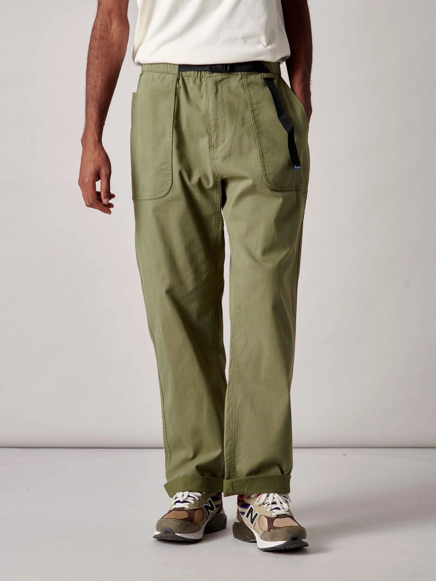 Double Needle Stitching Felton Trouser in Olivine