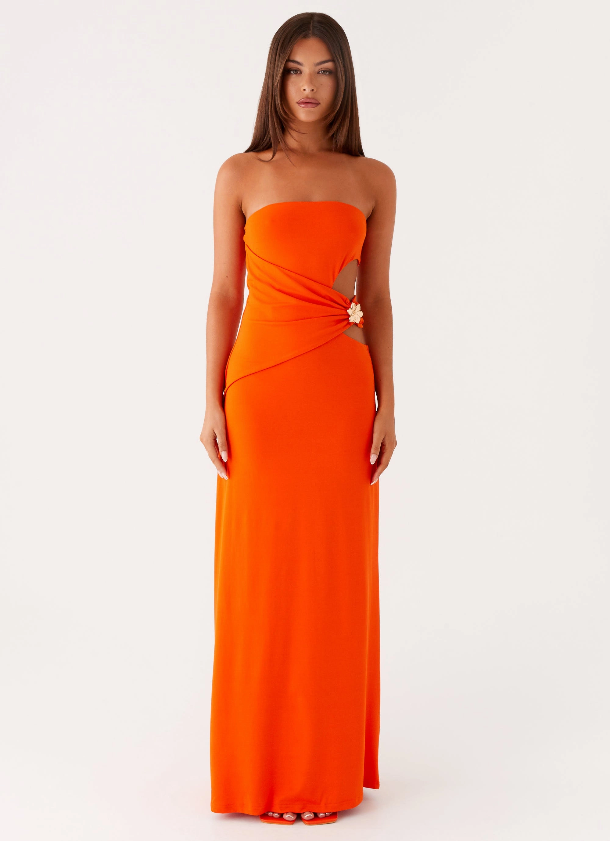 Simple Texture Picture Perfect Anetta Maxi Dress - Orange