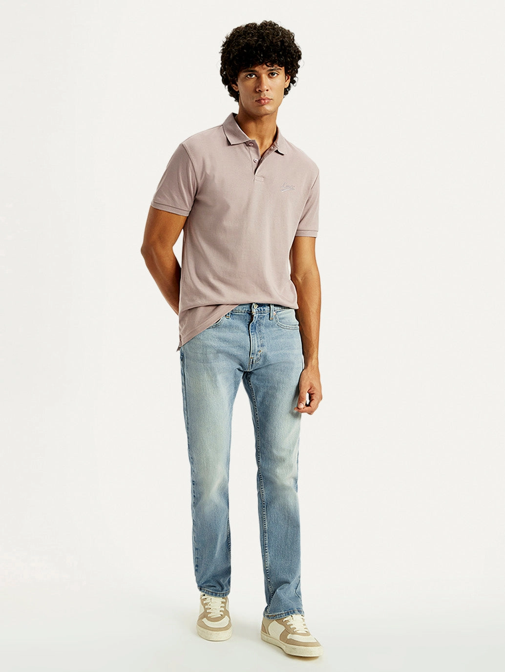 Essential Style Men's Tinted 505 Light Indigo Straight Fit Mid Rise Jeans