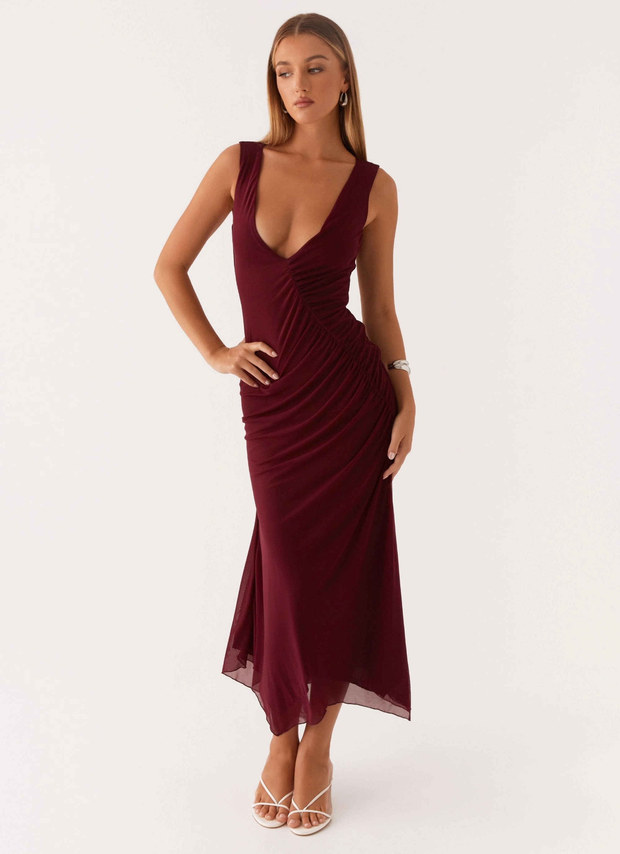 Murphy Maxi Dress - Deep Maroon Classic Movement Coffee Break