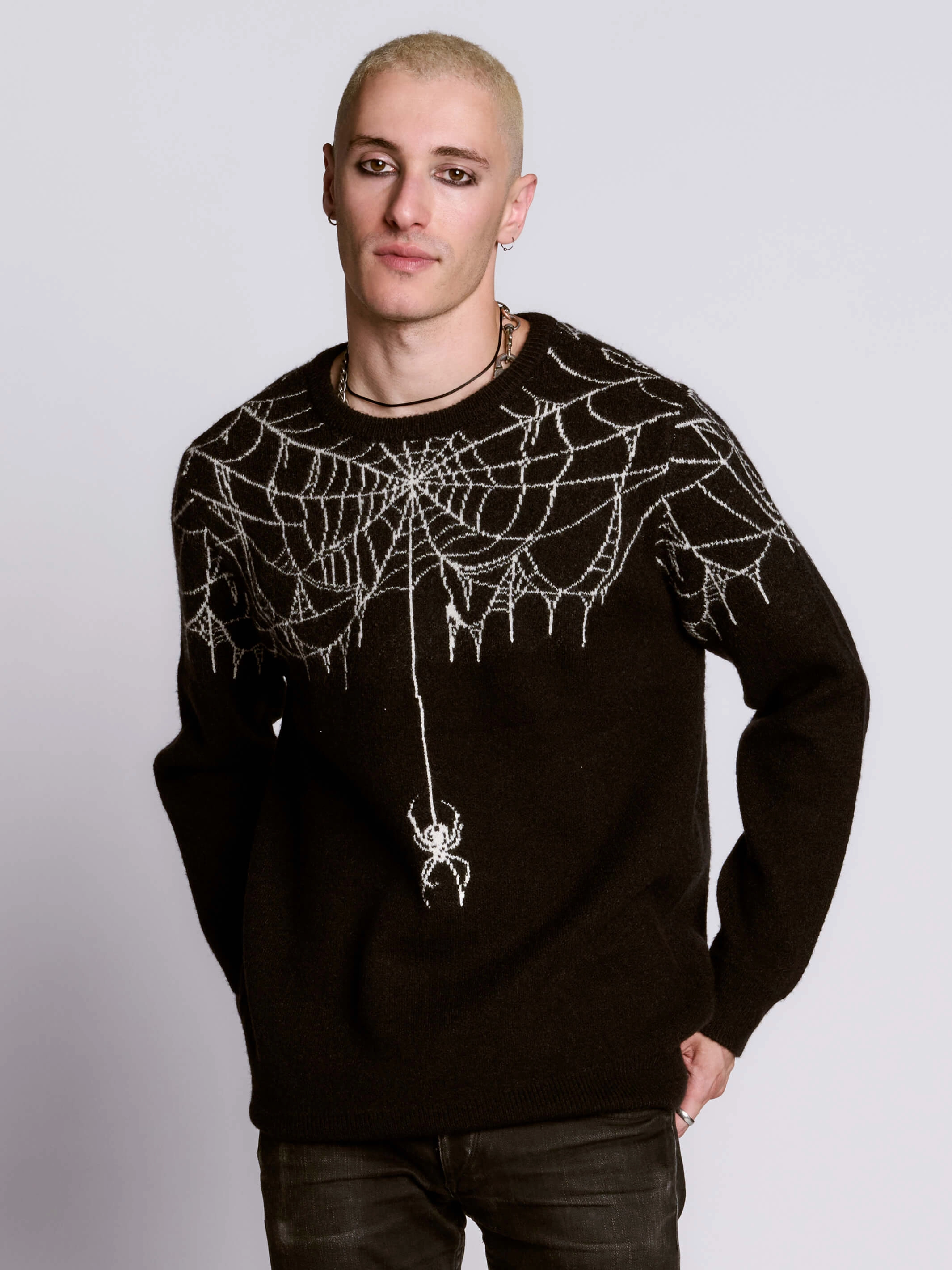 Comfort Stretch Fit Casual Chic Knit Spiderweb Sweater