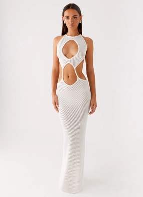 Caicos Crochet Maxi Dress - White Earth Colors Cruise-Wear