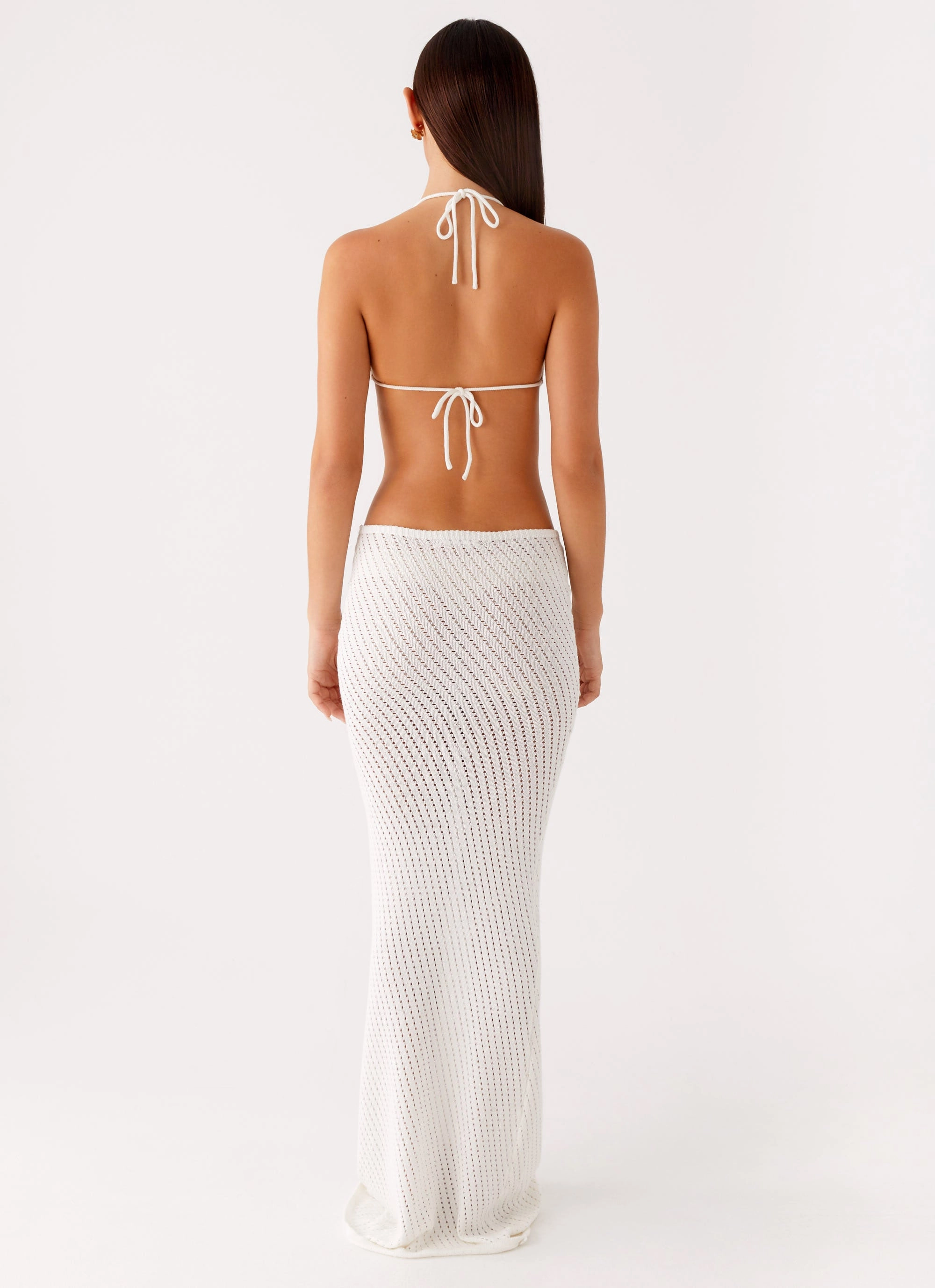 City Flow Travel-friendly Caicos Crochet Maxi Dress - White