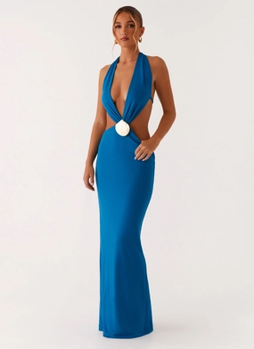 Semi Fit Flossy Maxi Dress - Royal Blue