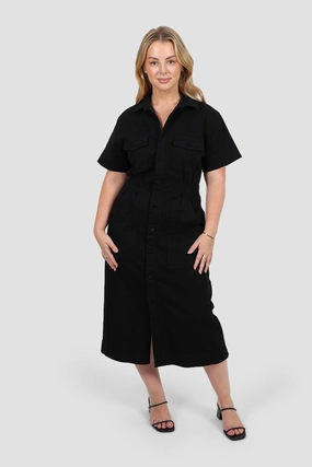 Perfect Layering SAVEIRA DENIM MIDI DRESS BLACKOUT