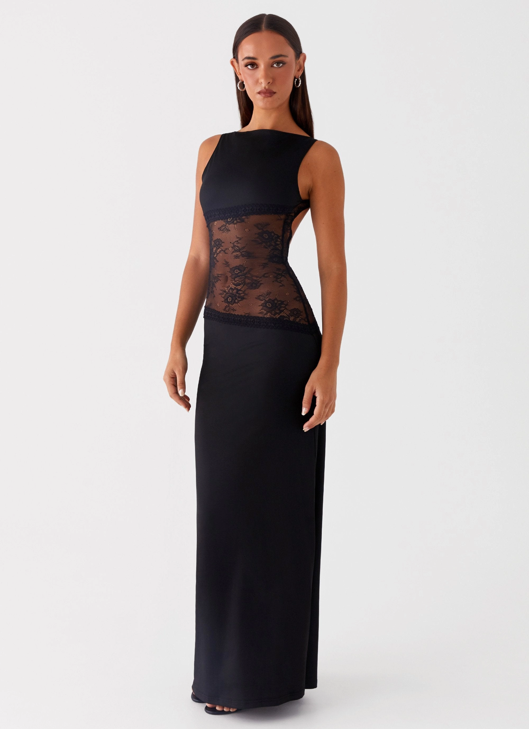 Lucinda Maxi Dress - Black Gemstone-Detail Fit Base
