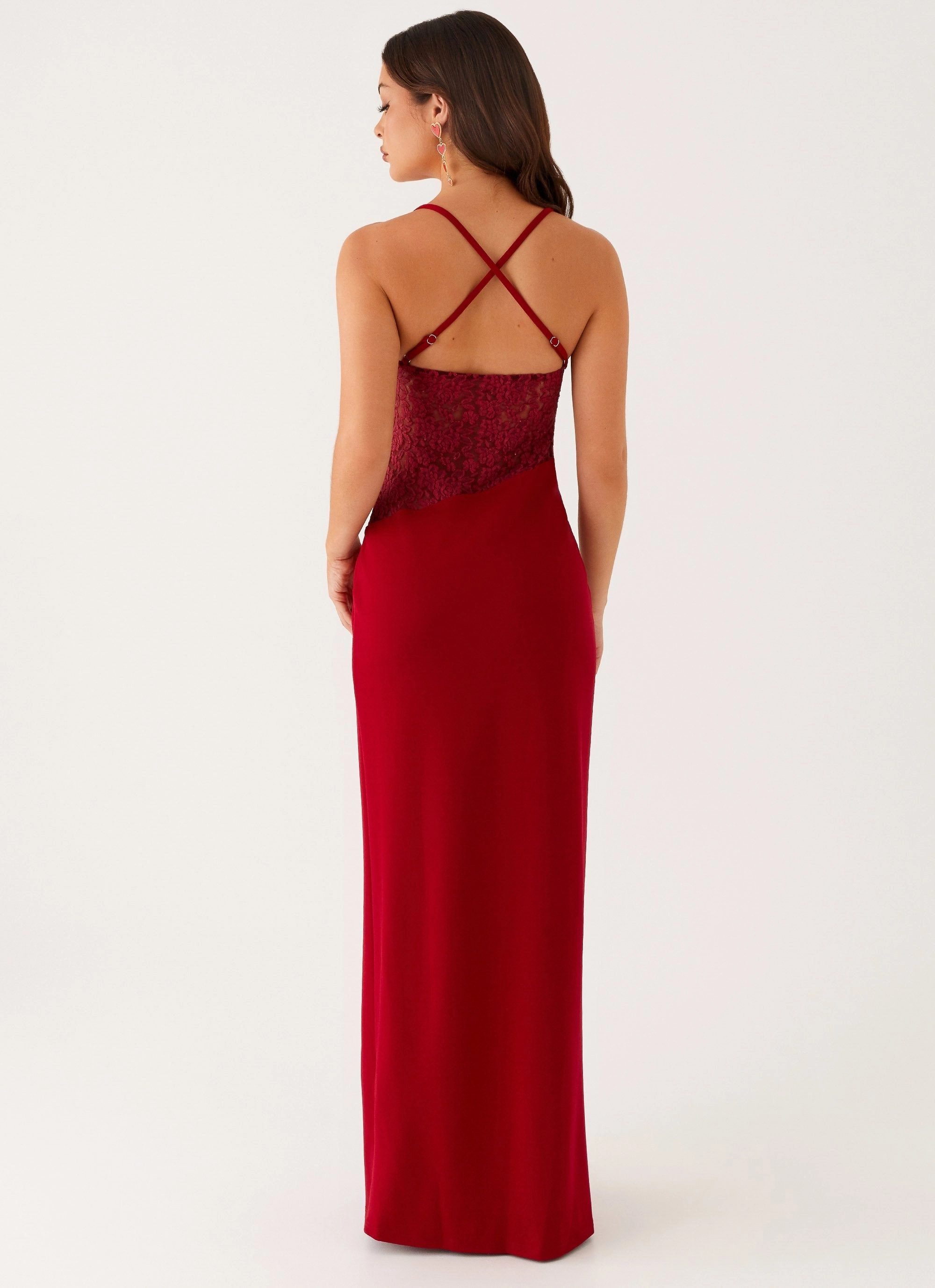 Jewel Tones Classic and Chic Heartbreaker Maxi Dress - Deep Red