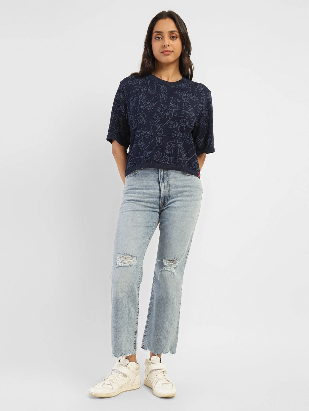 Women's Blue Bootcut Fit High Rise Jeans Subtle Palette