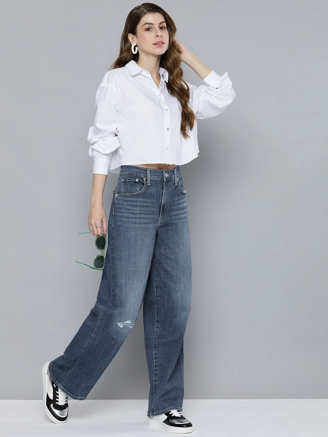 Women's Blue Wide Leg Fit High Rise Jeans Layer Ready Daily Musthave