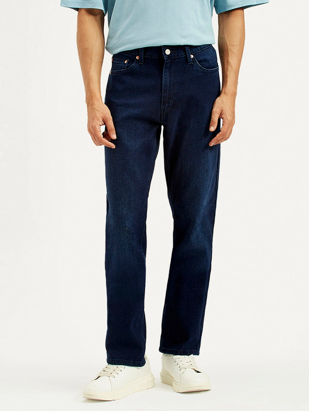 Men's 541 Dark Blue Athletic Tapered Fit Mid Rise Jeans Wardrobe Staple Thermal Regulating Fabric